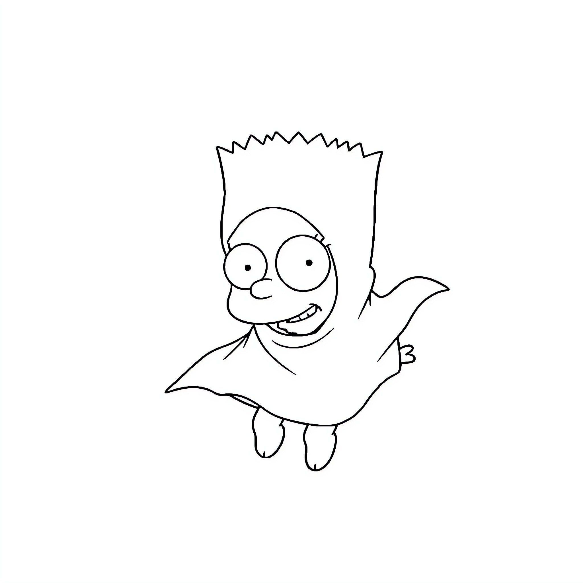 Bart Simpson happily dancing Coloring Page (free black-and-white line drawing printable PDF for all, from beginners to advanced learners, including children, teens, adults, and seniors)