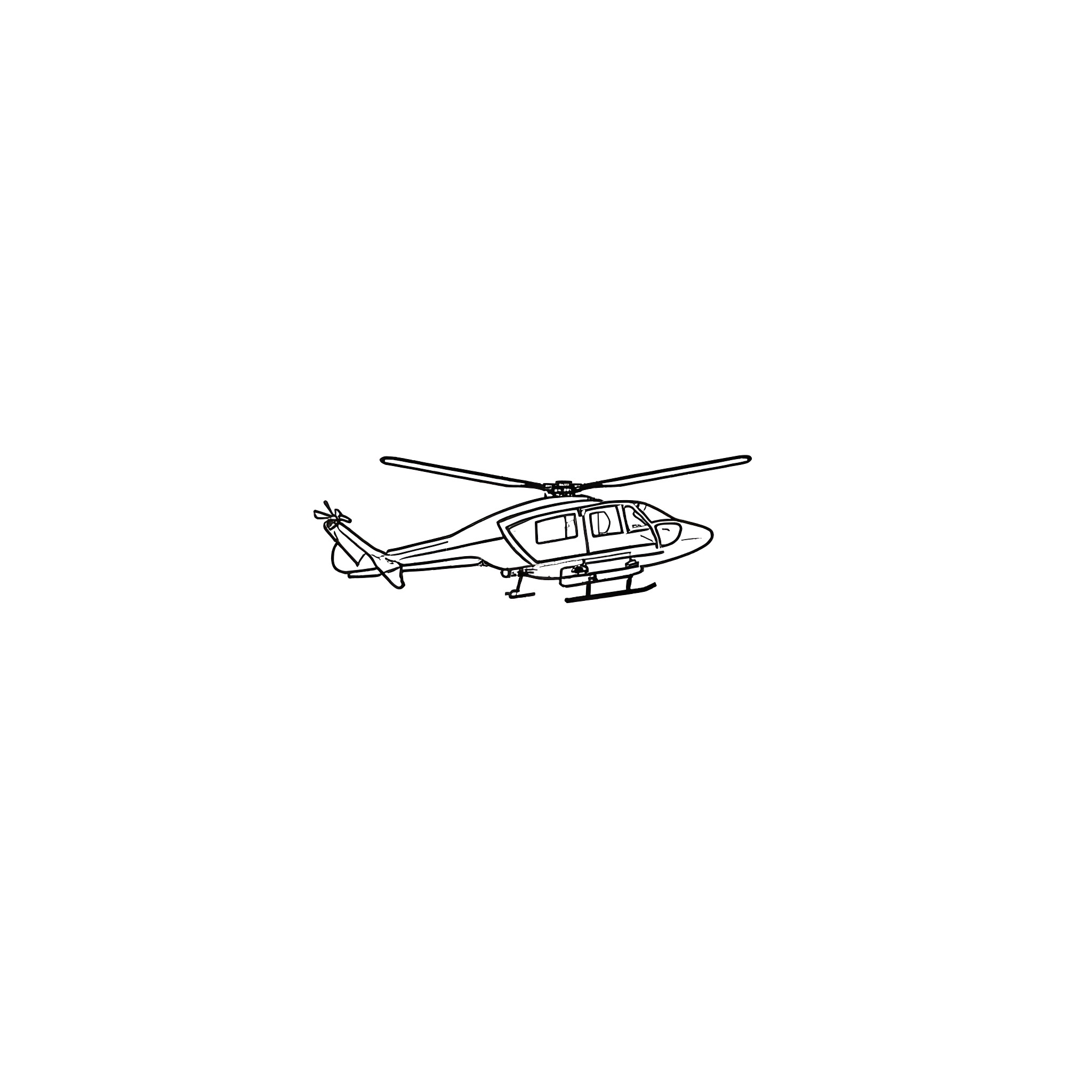 Hawk-eyed Helicopter Taking Flight Coloring Page (free black-and-white line drawing printable PDF for all, from beginners to advanced learners, including children, teens, adults, and seniors)