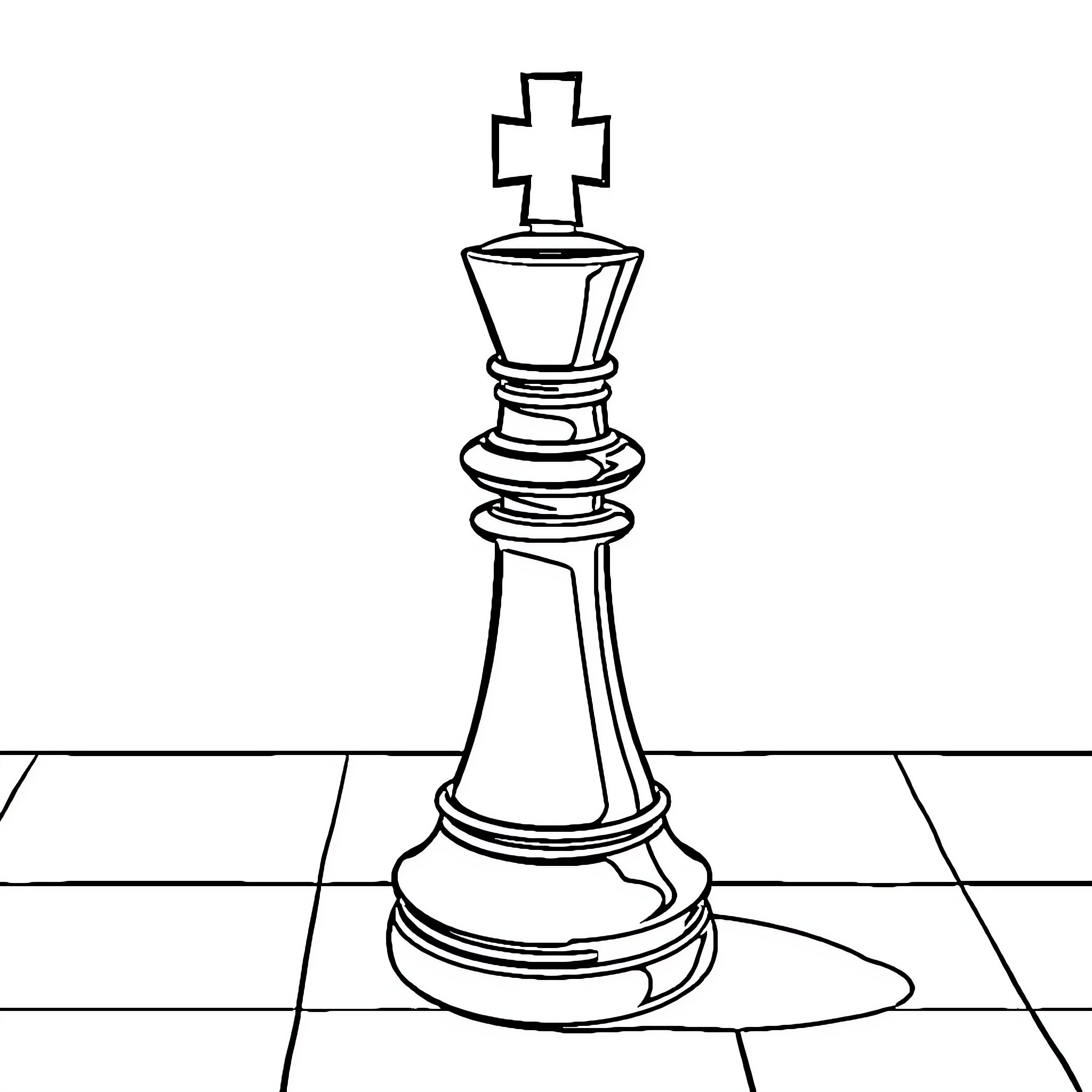 Bishop chess piece on chessboard Coloring Page (free black-and-white line drawing printable PDF for all, from beginners to advanced learners, including children, teens, adults, and seniors)