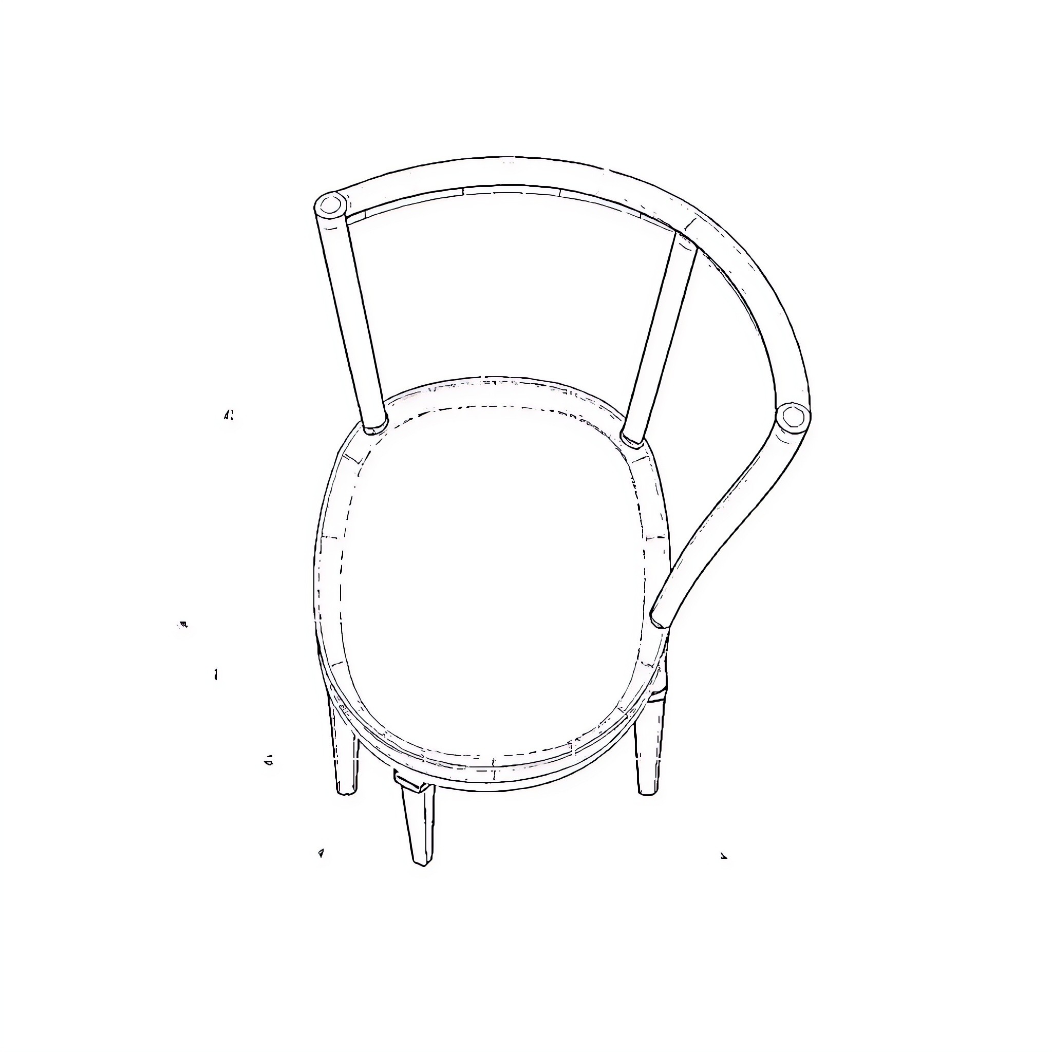 Chair with curved backrest and angled legs Coloring Page (free black-and-white line drawing printable PDF for all, from beginners to advanced learners, including children, teens, adults, and seniors)