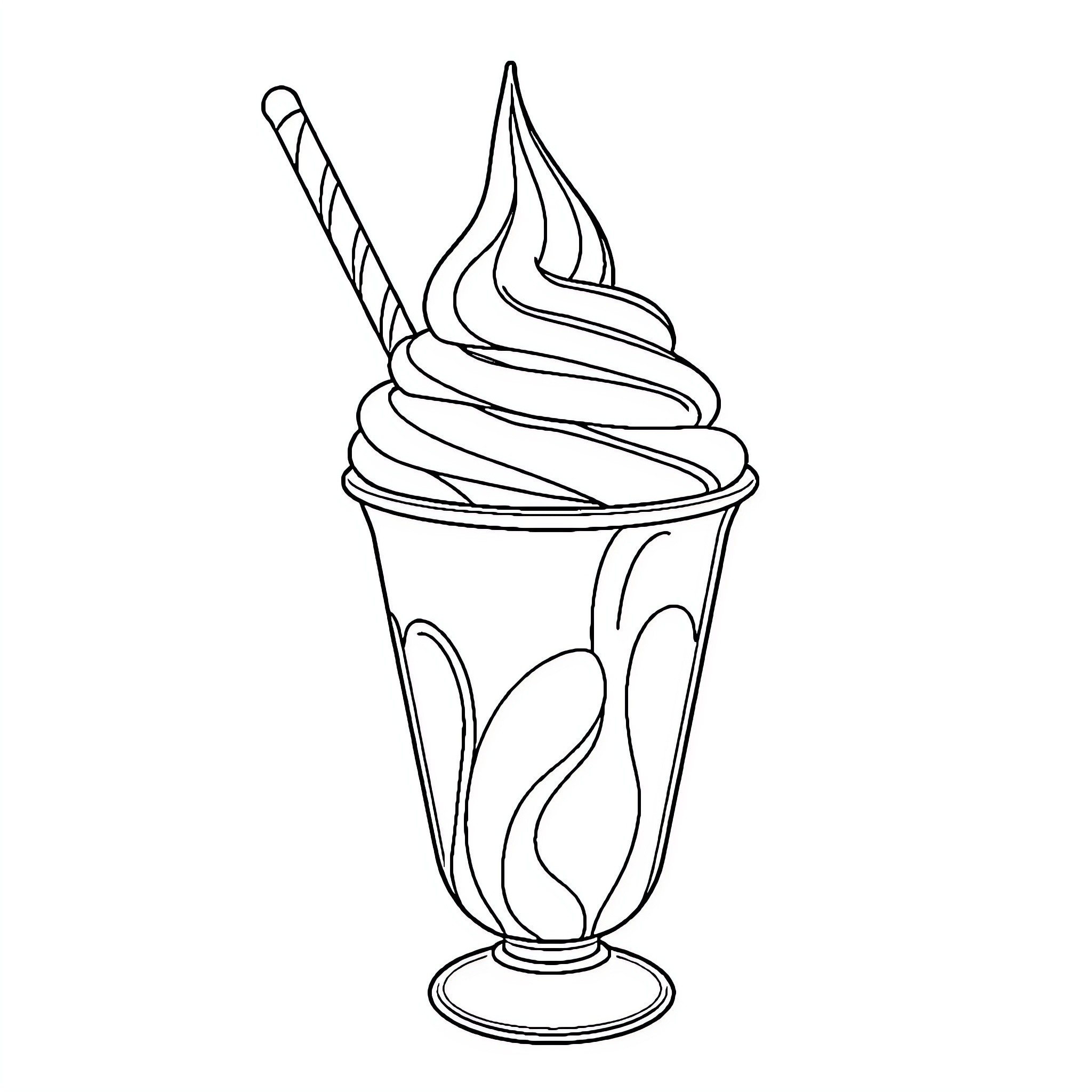 Dolewhip dessert with swirling soft serve Coloring Page (free black-and-white line drawing printable PDF for all, from beginners to advanced learners, including children, teens, adults, and seniors)