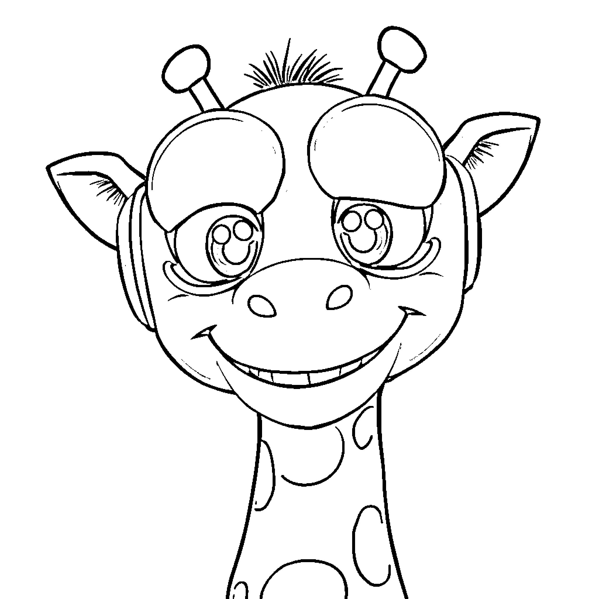 Gir's cheerful and quirky expression Coloring Page (free black-and-white line drawing printable PDF for all, from beginners to advanced learners, including children, teens, adults, and seniors)