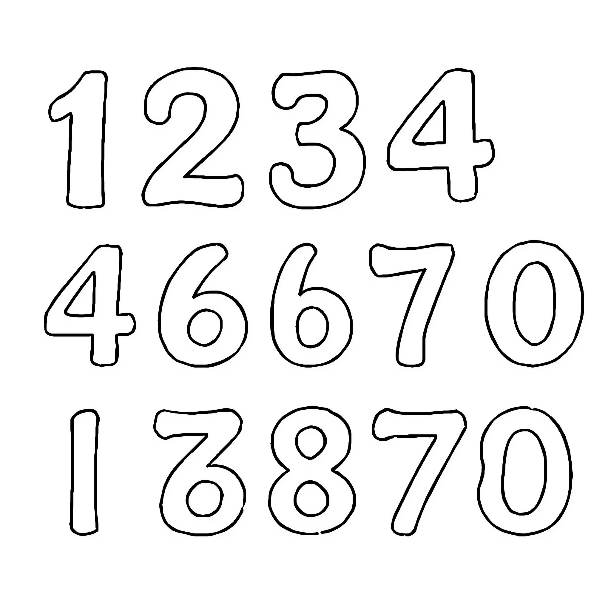 Number Patterns and Designs with Outlined Numerals Coloring Page (free black-and-white line drawing printable PDF for all, from beginners to advanced learners, including children, teens, adults, and seniors)