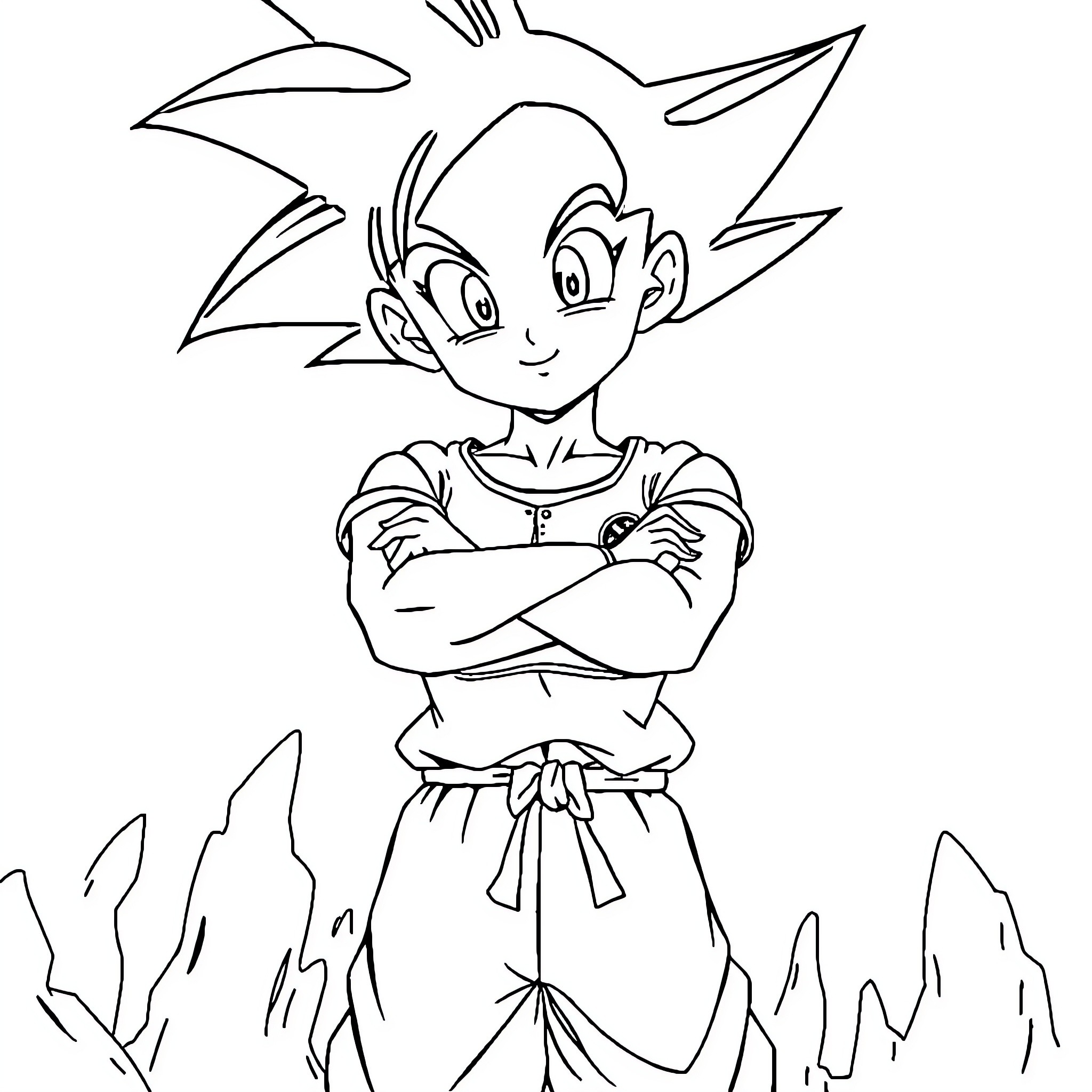 C-18 Animated Character in Determined Pose Coloring Page (free black-and-white line drawing printable PDF for all, from beginners to advanced learners, including children, teens, adults, and seniors)