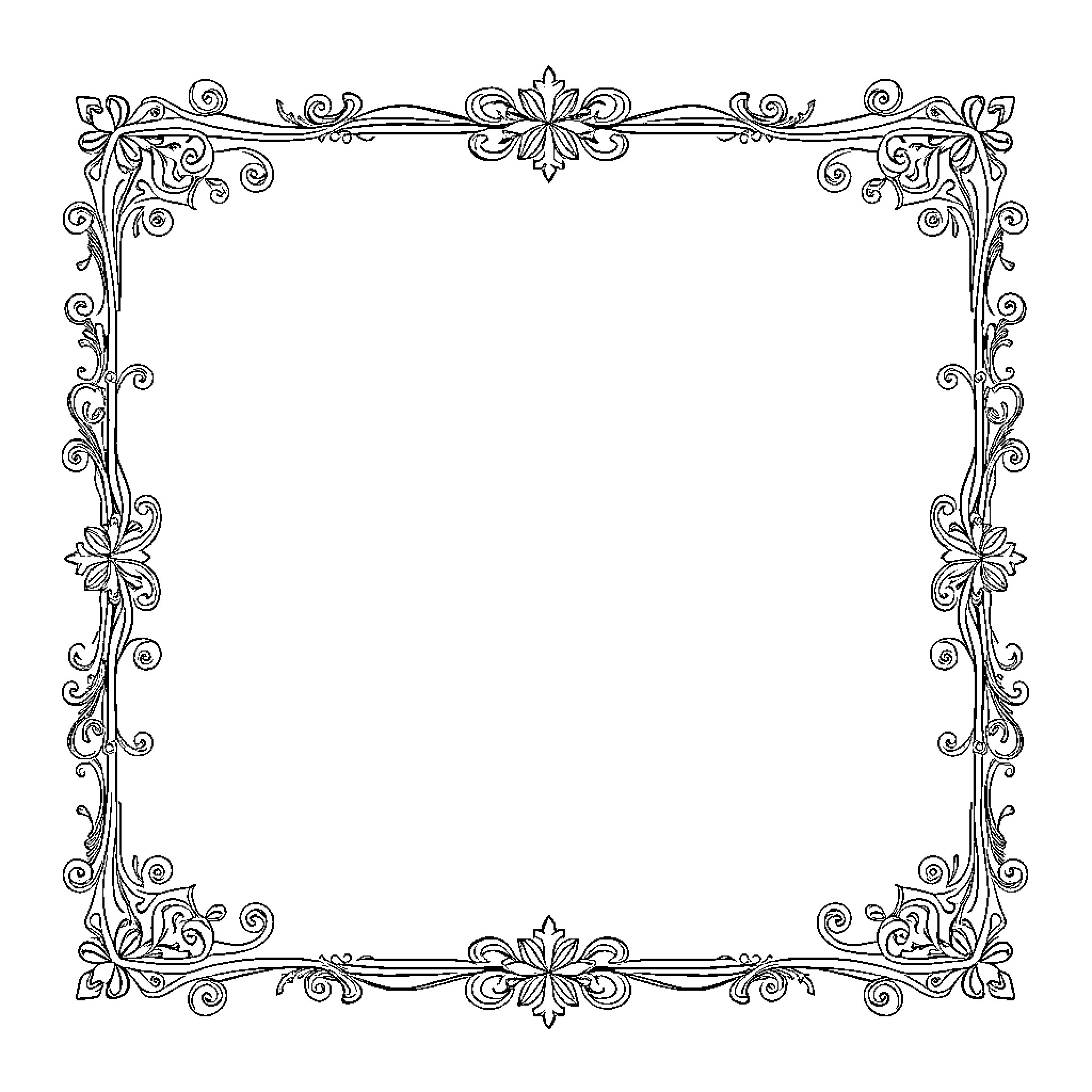 Certificate with Ornate Floral Frame Coloring Page (free black-and-white line drawing printable PDF for all, from beginners to advanced learners, including children, teens, adults, and seniors)