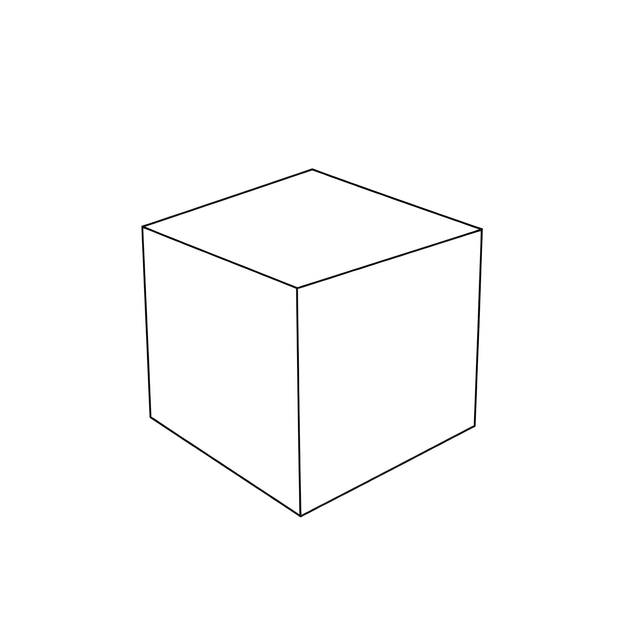 Cube in minimalist line art Coloring Page (free black-and-white line drawing printable PDF for all, from beginners to advanced learners, including children, teens, adults, and seniors)