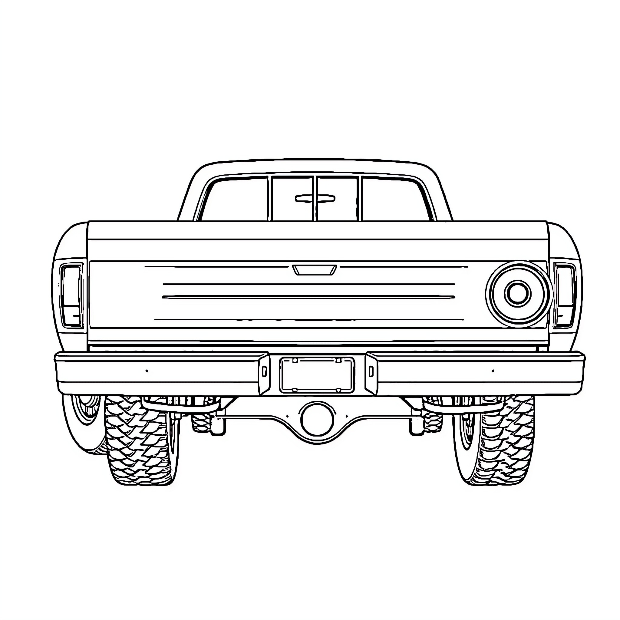 Ford F350 truck in profile view Coloring Page (free black-and-white line drawing printable PDF for all, from beginners to advanced learners, including children, teens, adults, and seniors)