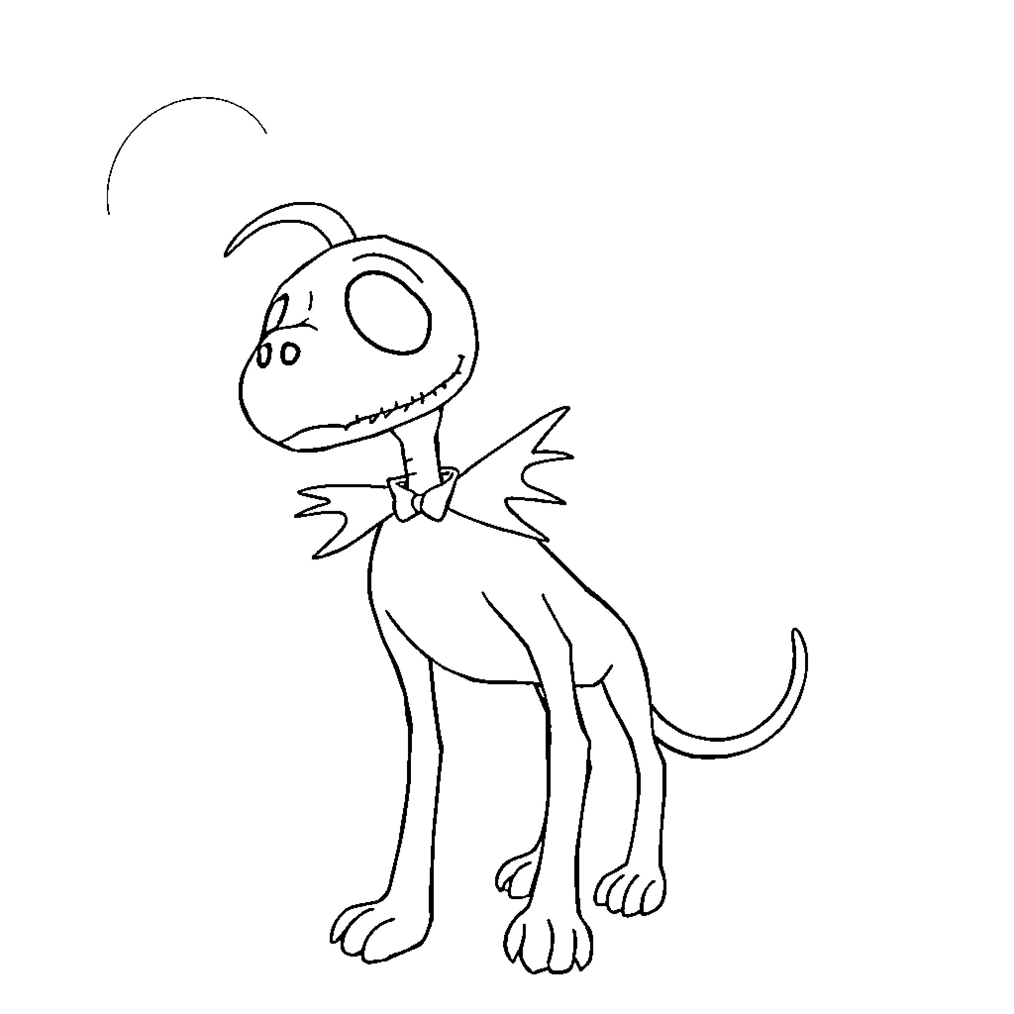 Zero creature with whimsical features Coloring Page (free black-and-white line drawing printable PDF for all, from beginners to advanced learners, including children, teens, adults, and seniors)