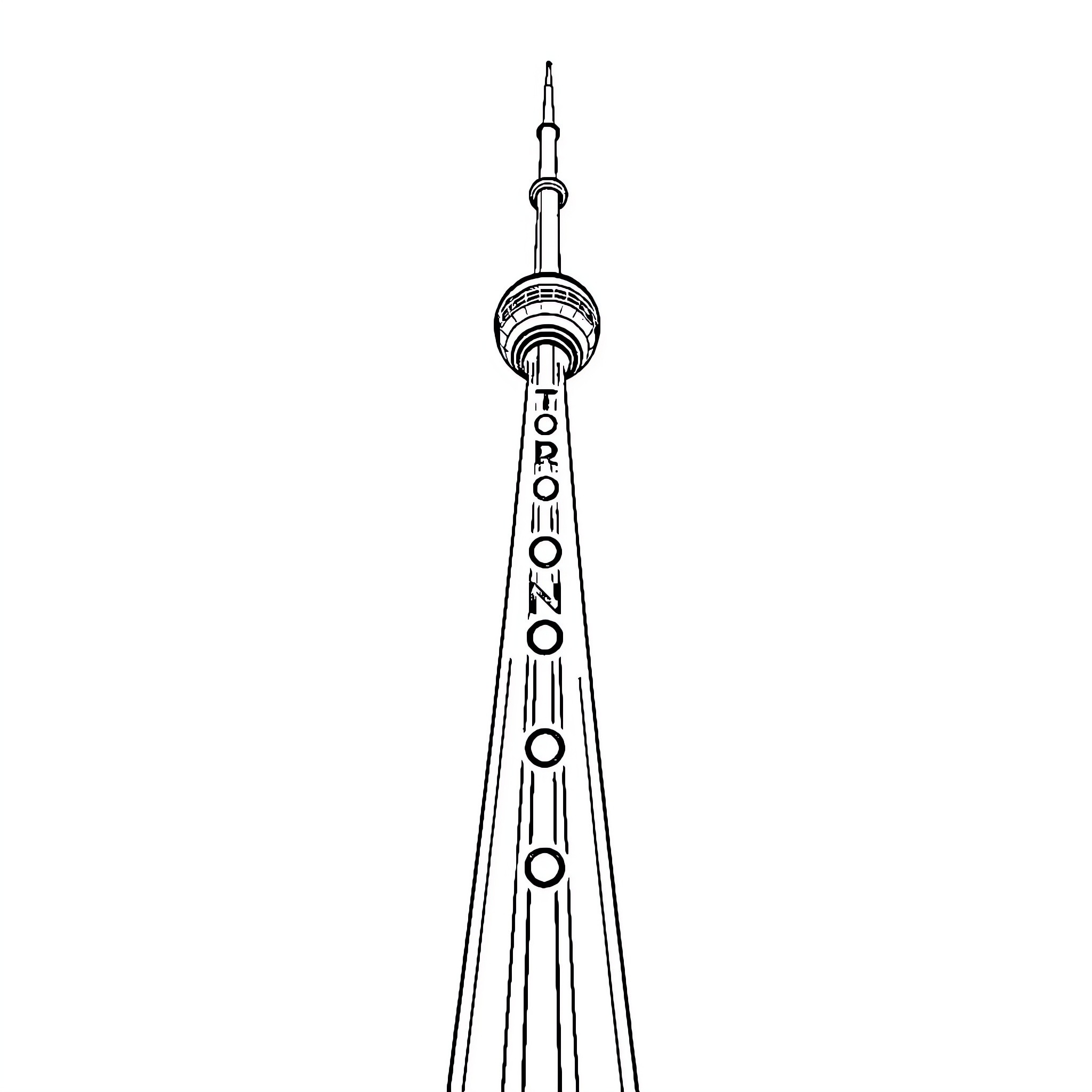 CN Tower - Iconic Architectural Landmark Coloring Page (free black-and-white line drawing printable PDF for all, from beginners to advanced learners, including children, teens, adults, and seniors)