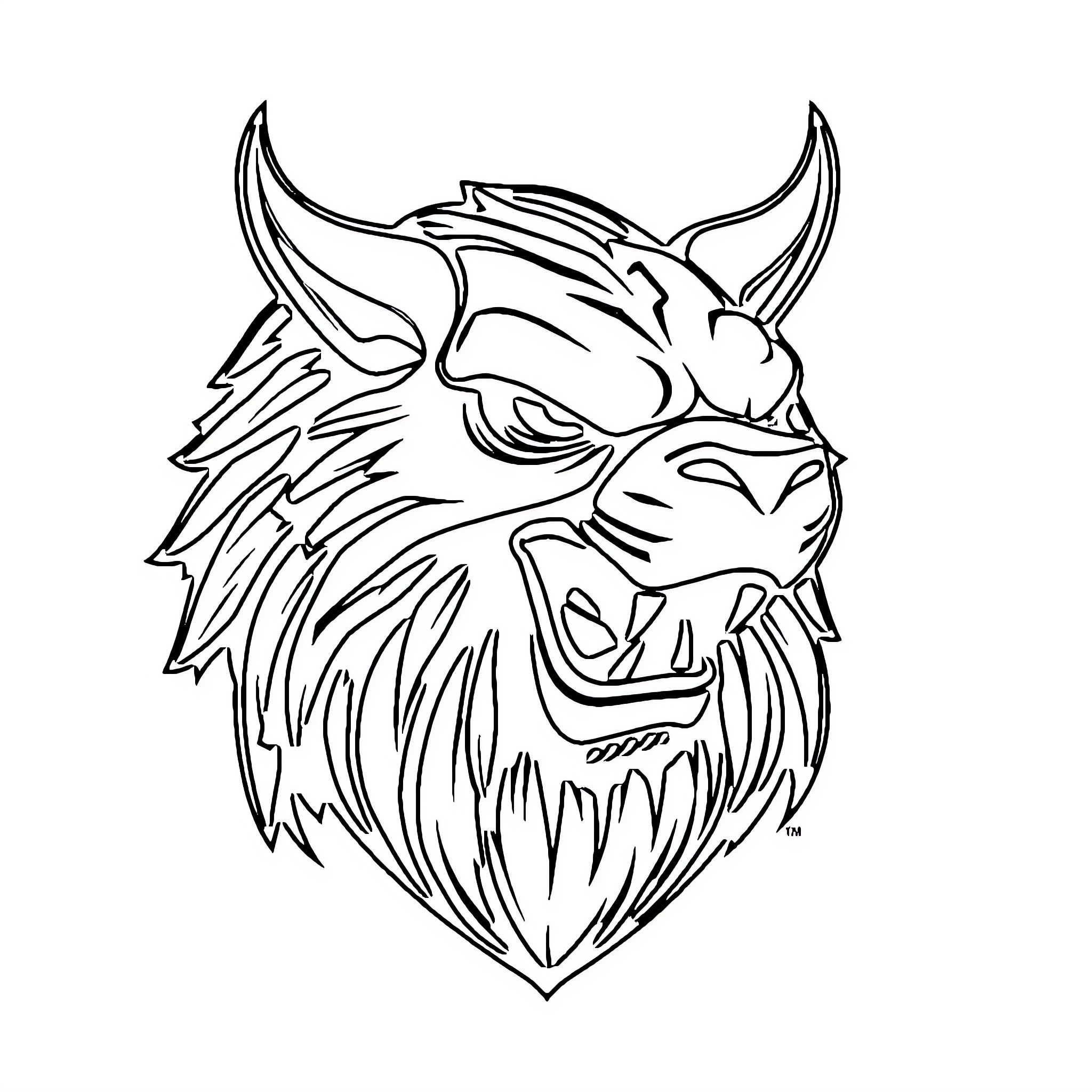 JB Logo of an Angry Furry Monster Coloring Page (free black-and-white line drawing printable PDF for all, from beginners to advanced learners, including children, teens, adults, and seniors)
