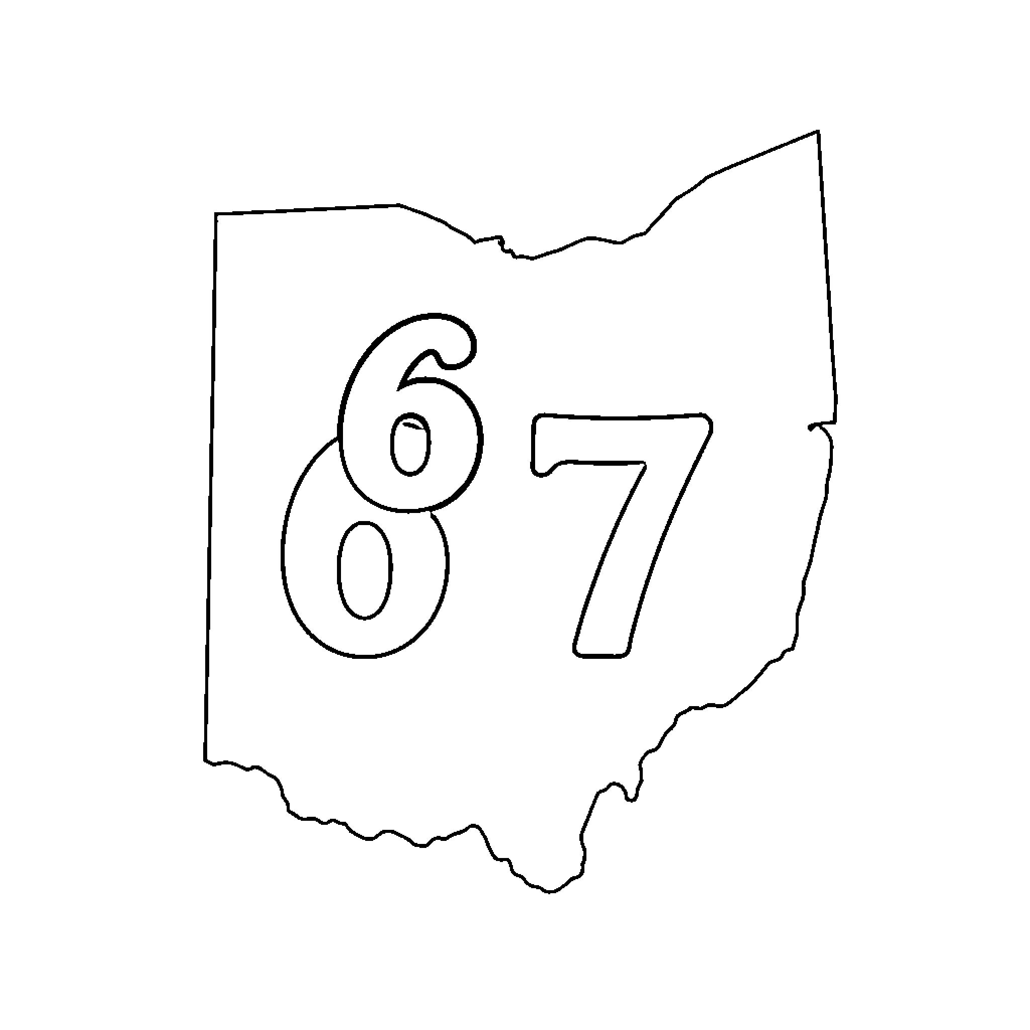 Ohio Route 607 State Highway Outlined on Map Coloring Page (free black-and-white line drawing printable PDF for all, from beginners to advanced learners, including children, teens, adults, and seniors)