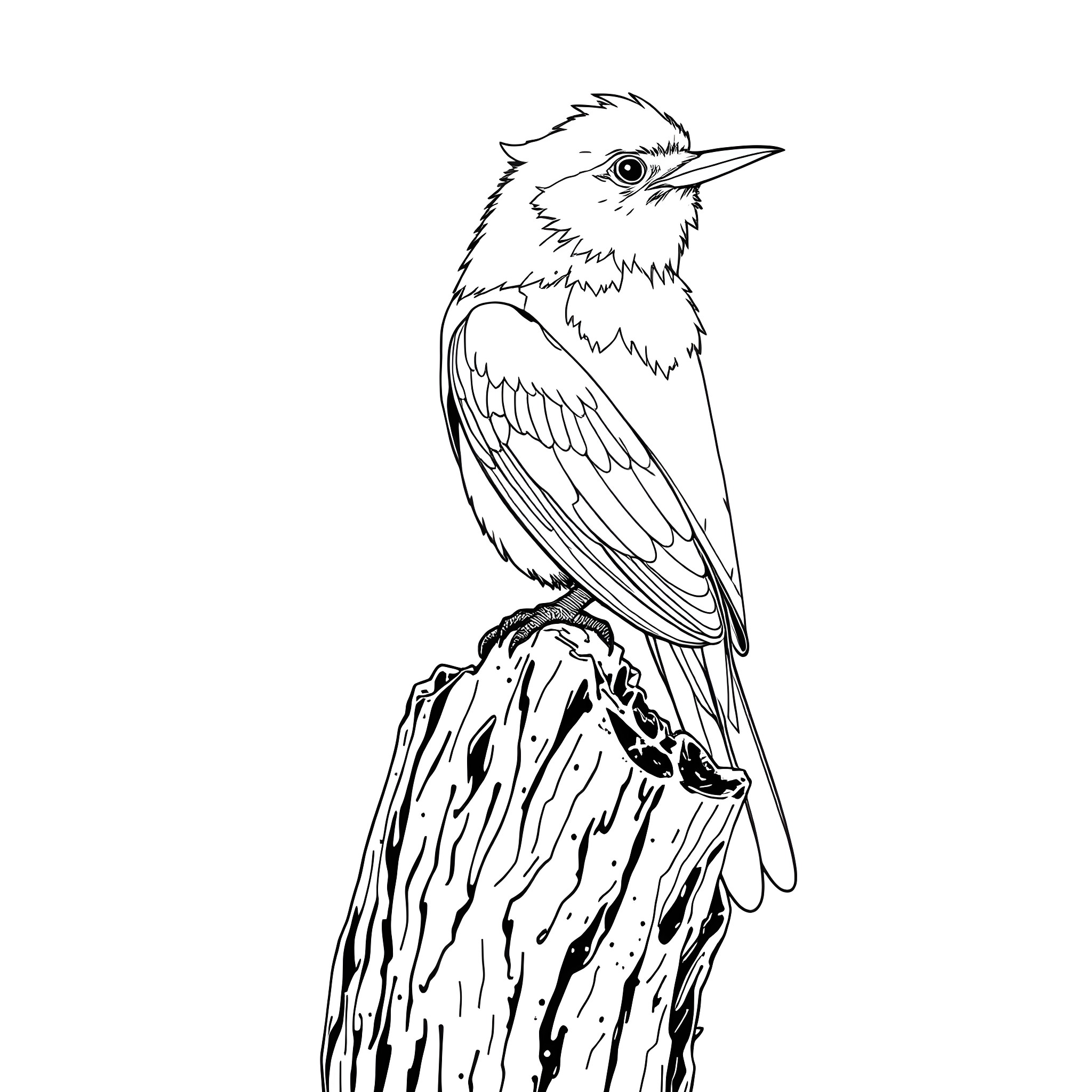 Dacnis bird perched on tree branch Coloring Page (free black-and-white line drawing printable PDF for all, from beginners to advanced learners, including children, teens, adults, and seniors)