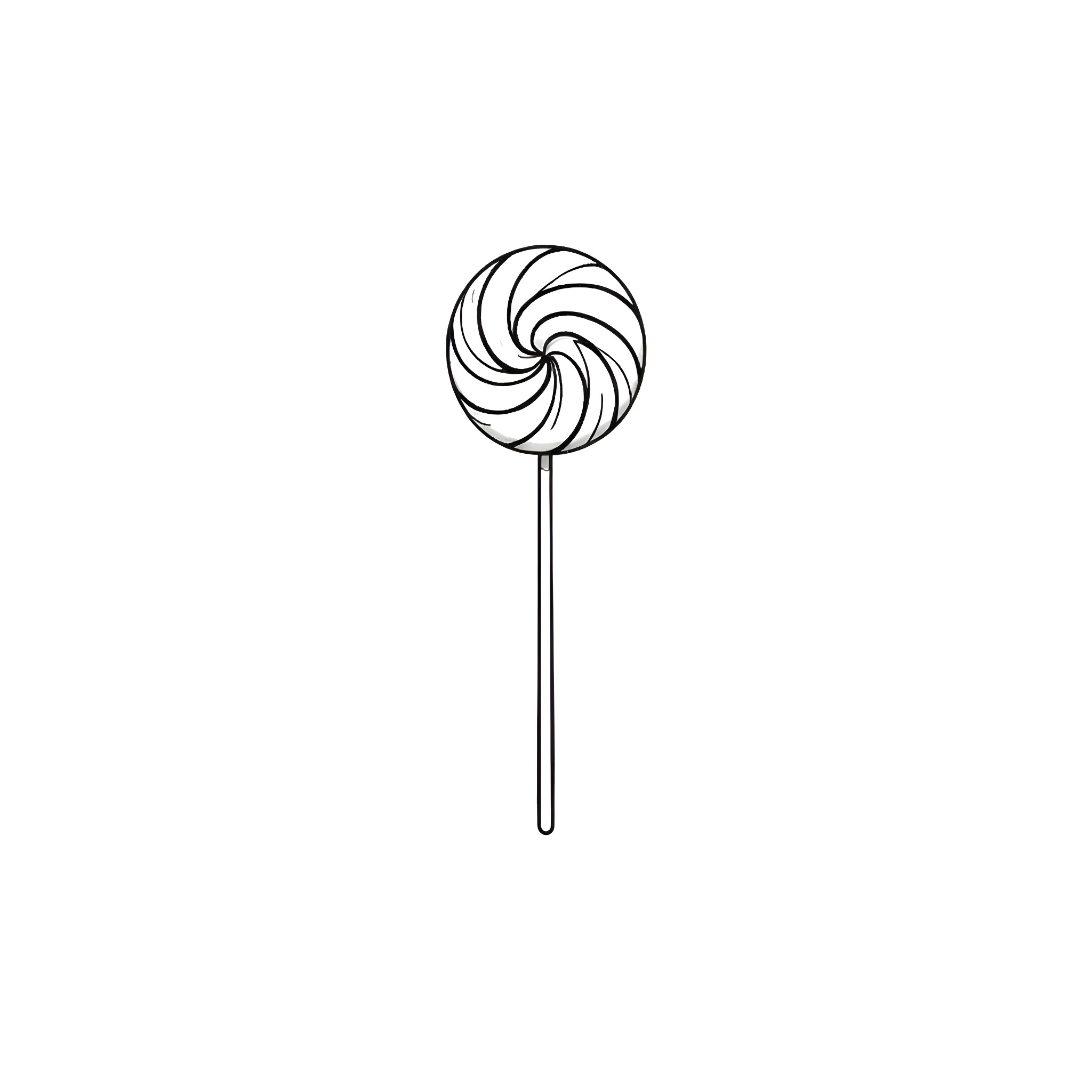 Lollipop swirl in simple line art Coloring Page (free black-and-white line drawing printable PDF for all, from beginners to advanced learners, including children, teens, adults, and seniors)