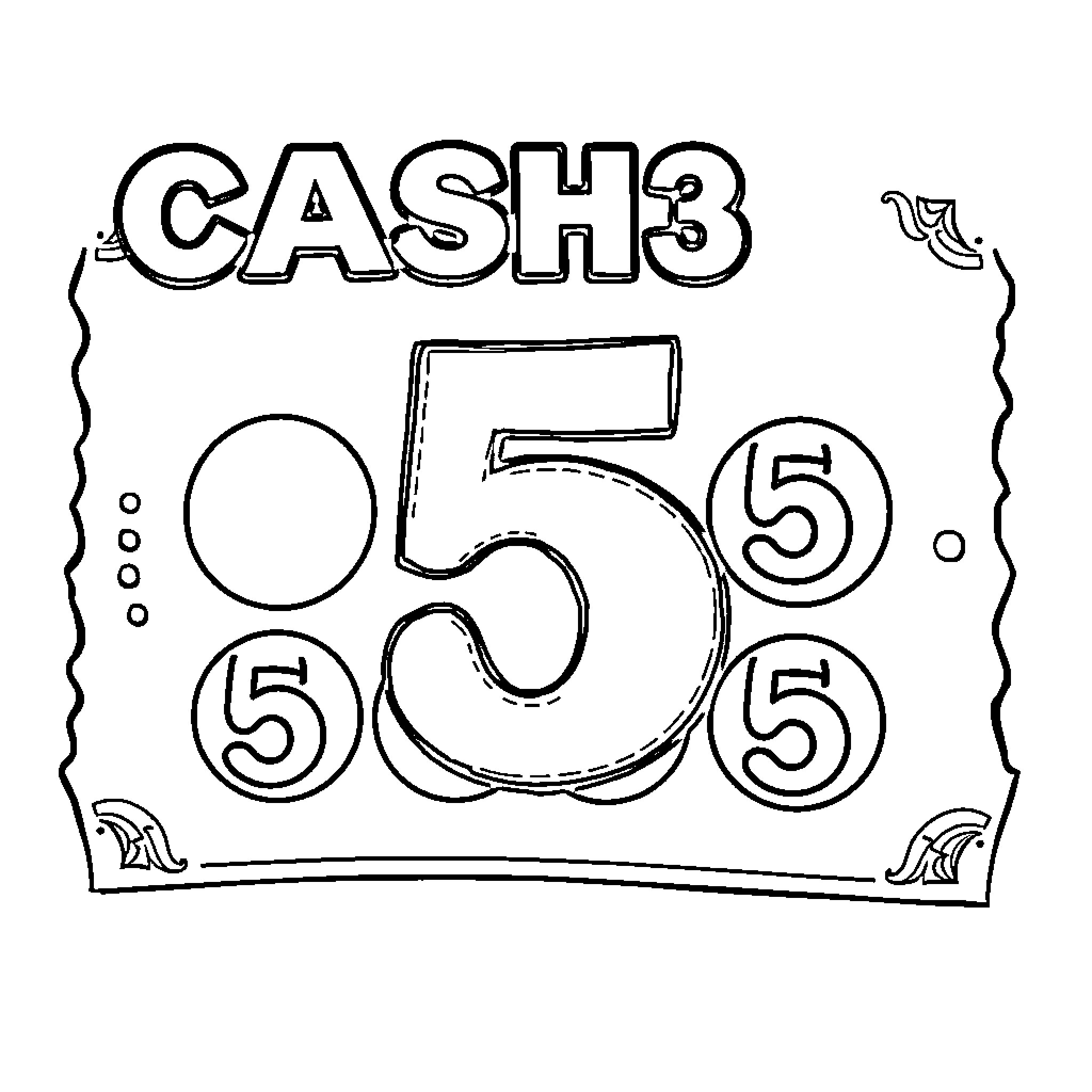 Lottery prize numbers display Coloring Page (free black-and-white line drawing printable PDF for all, from beginners to advanced learners, including children, teens, adults, and seniors)