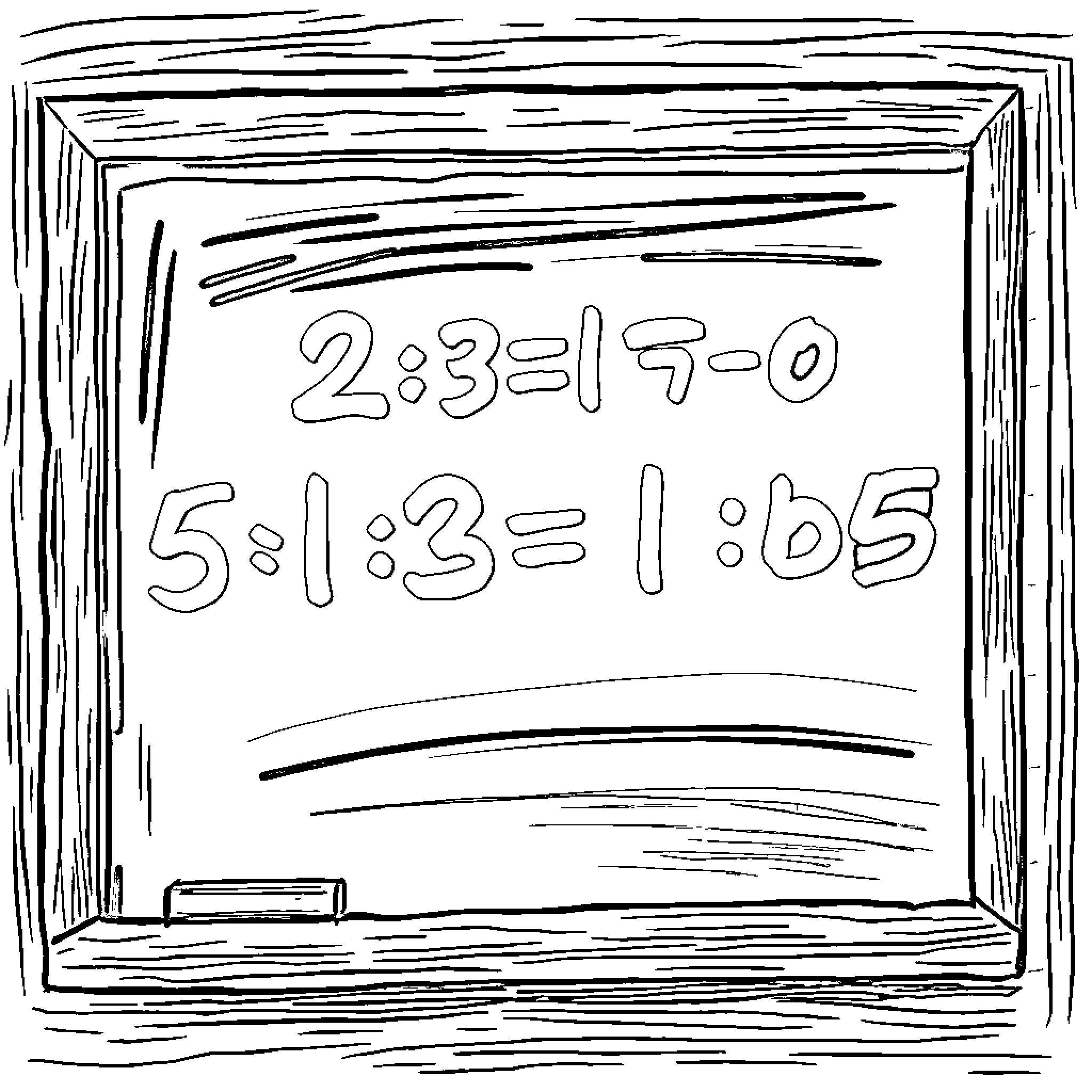 Math Formula Shown on a Chalkboard Coloring Page (free black-and-white line drawing printable PDF for all, from beginners to advanced learners, including children, teens, adults, and seniors)