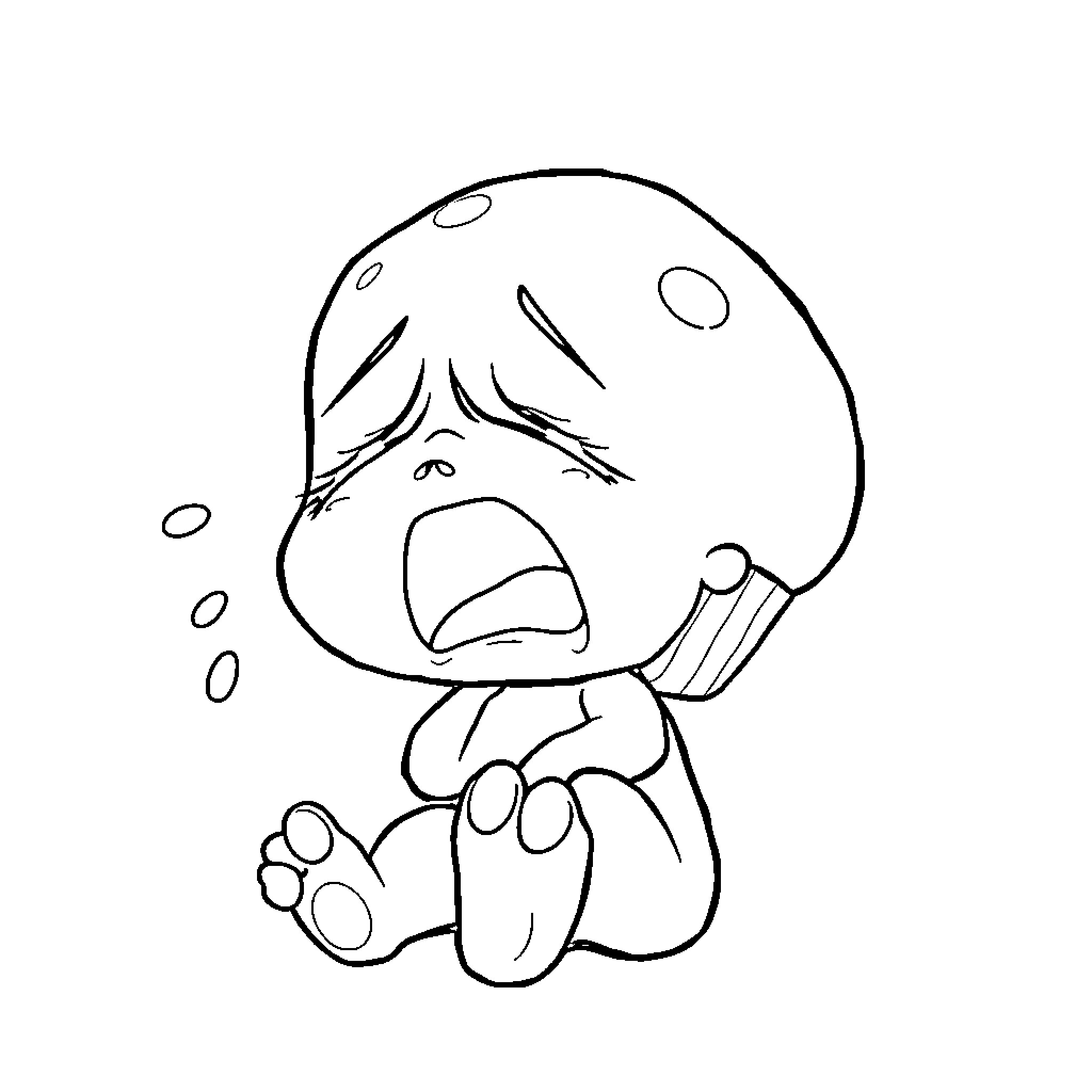 Baby crying loudly with tears Coloring Page (free black-and-white line drawing printable PDF for all, from beginners to advanced learners, including children, teens, adults, and seniors)