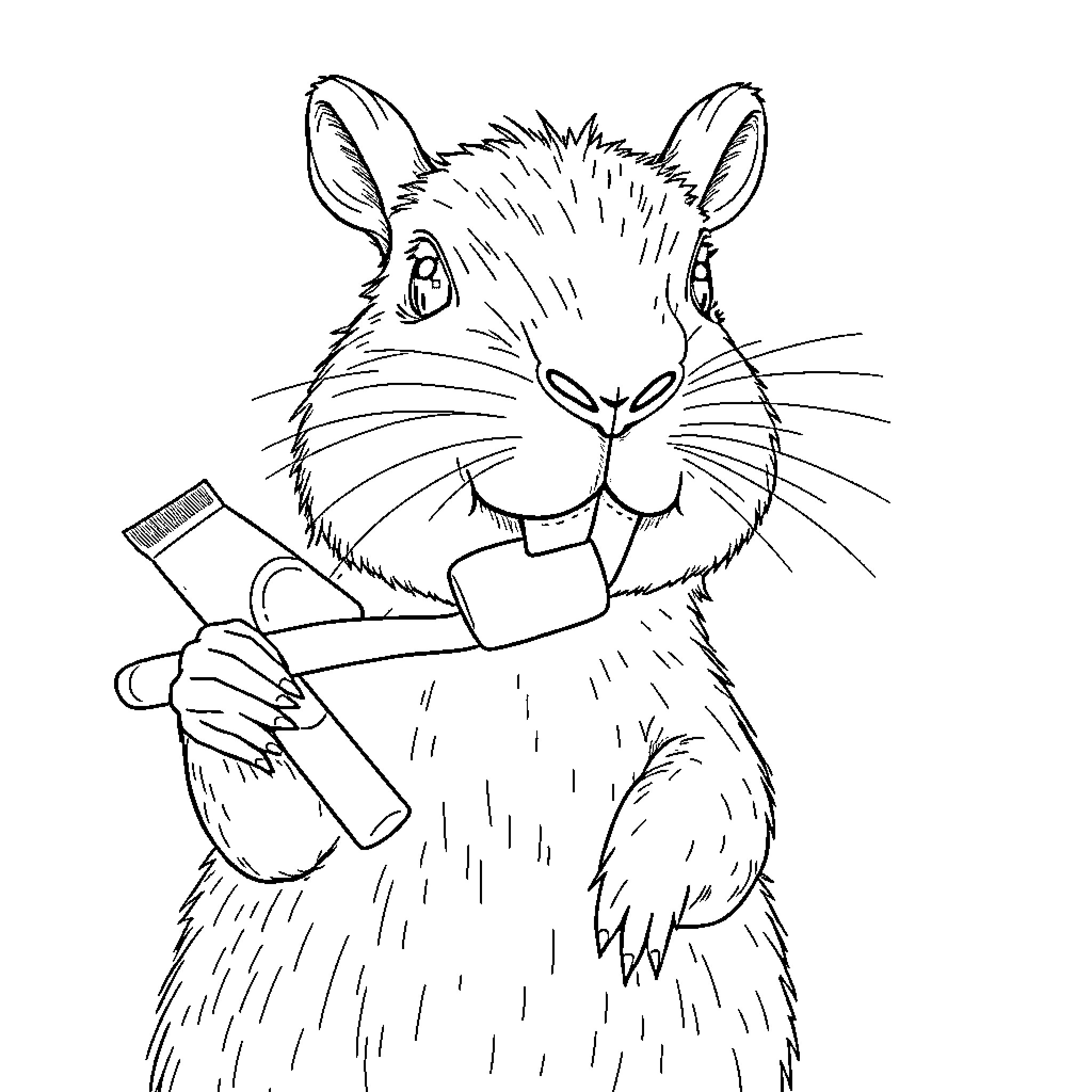 Capybara brushing its teeth with toothpaste Coloring Page (free black-and-white line drawing printable PDF for all, from beginners to advanced learners, including children, teens, adults, and seniors)