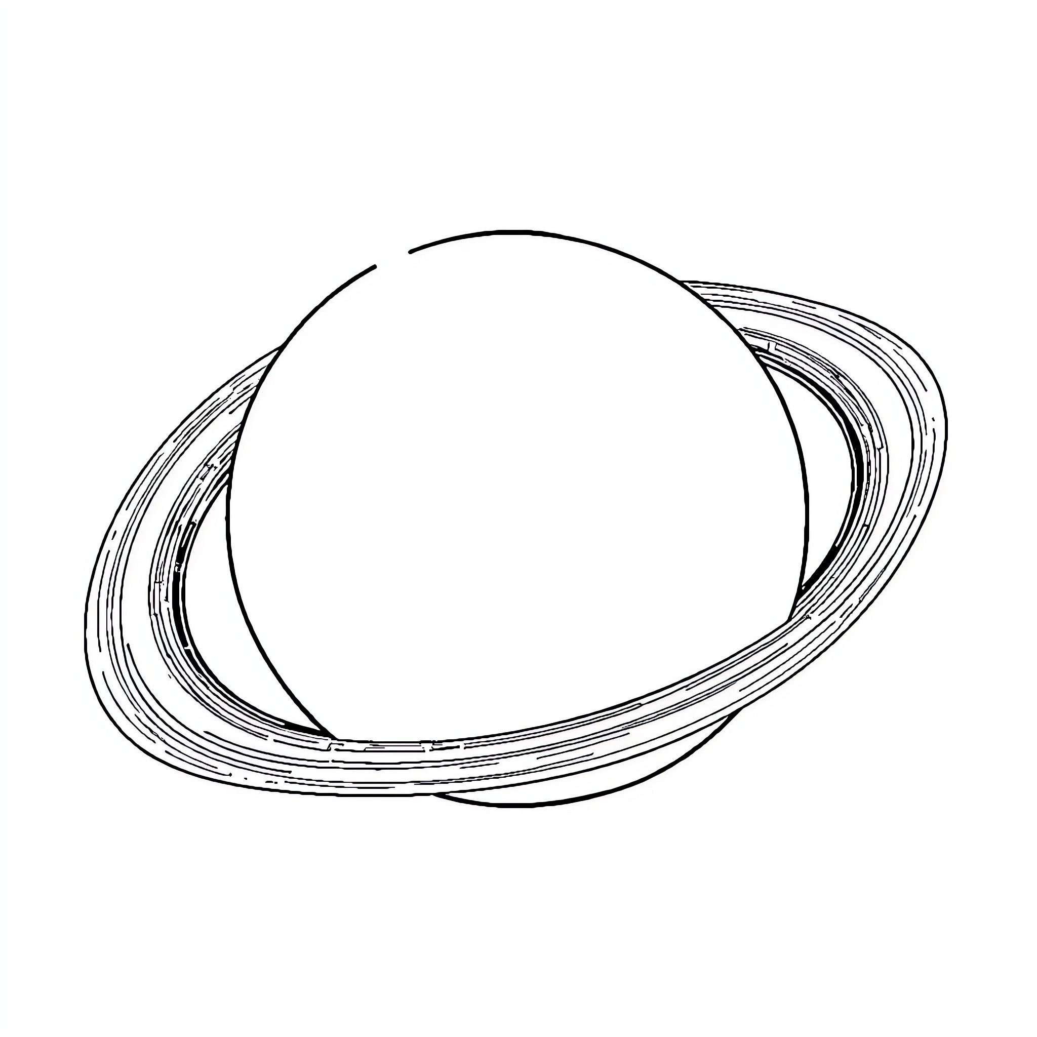 Saturn's minimalist rings Coloring Page (free black-and-white line drawing printable PDF for all, from beginners to advanced learners, including children, teens, adults, and seniors)