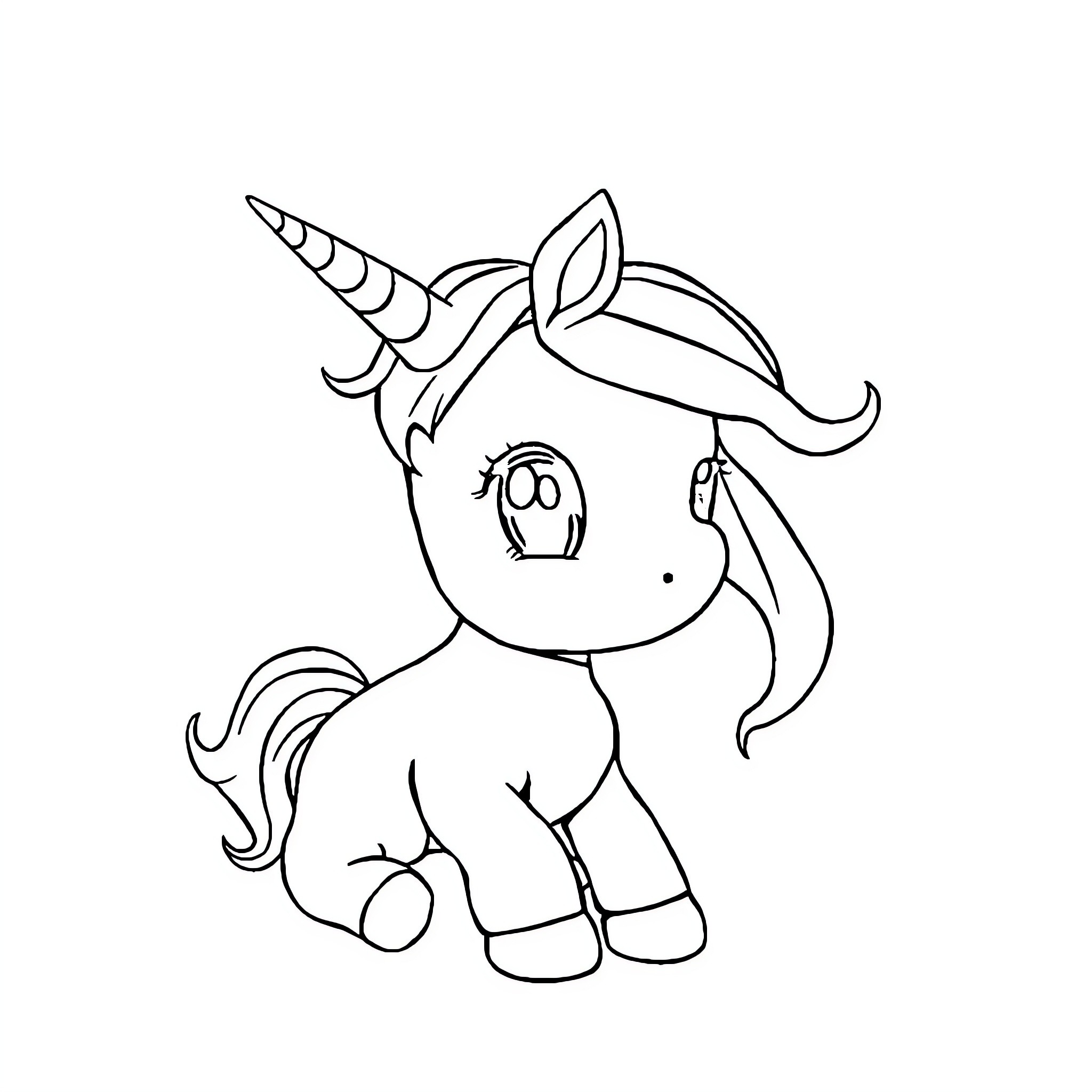 Unicorn expressing emotions in simple outline Coloring Page (free black-and-white line drawing printable PDF for all, from beginners to advanced learners, including children, teens, adults, and seniors)