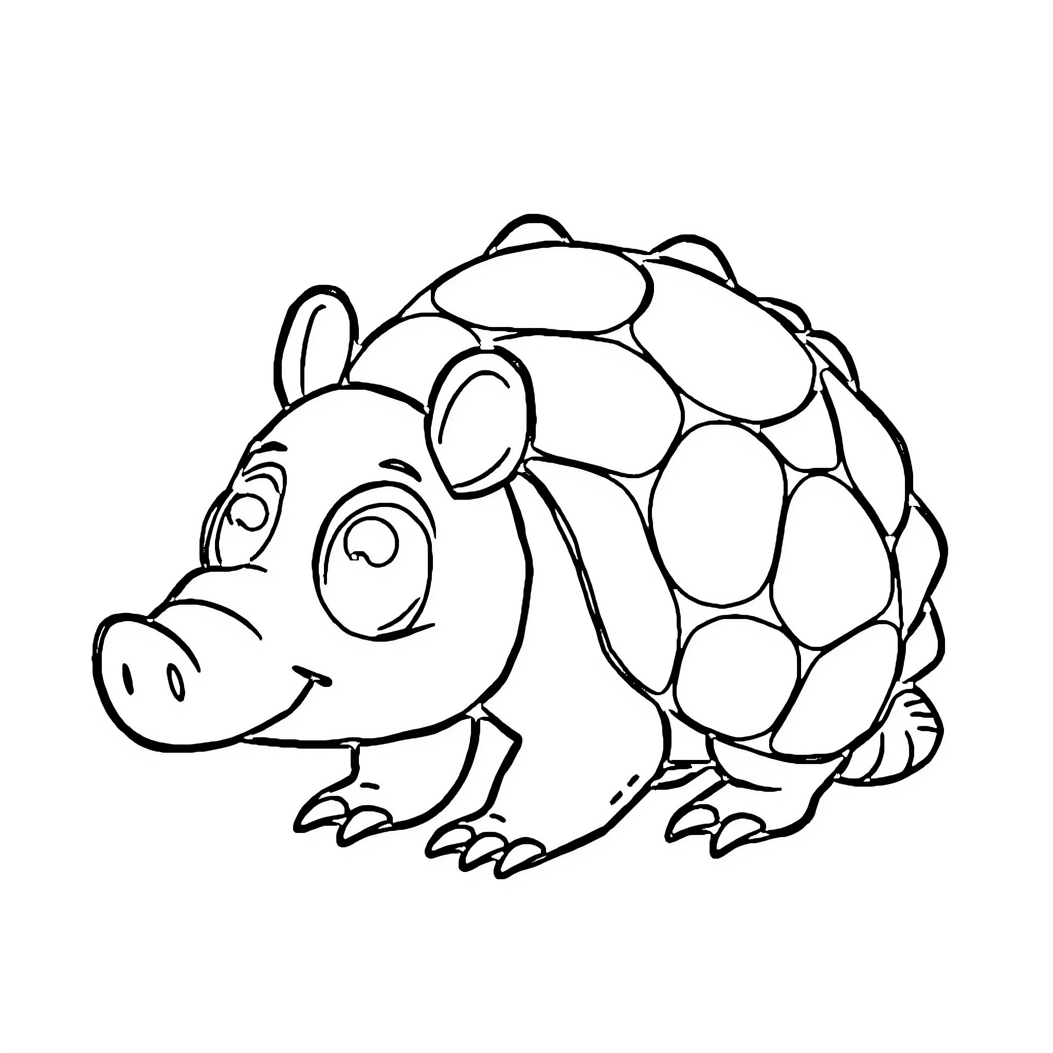 Armadillo curiously exploring its surroundings Coloring Page (free black-and-white line drawing printable PDF for all, from beginners to advanced learners, including children, teens, adults, and seniors)