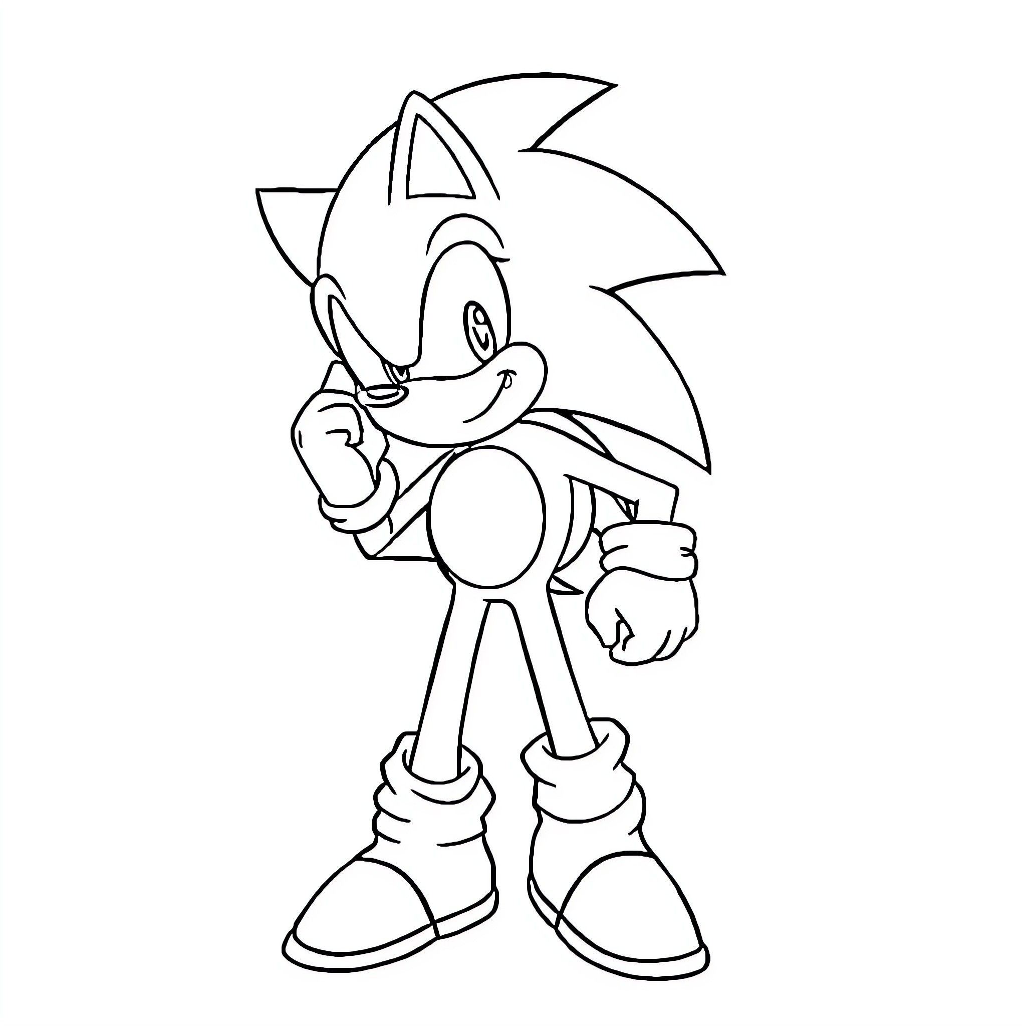 Sonic the Hedgehog running with determination Coloring Page (free black-and-white line drawing printable PDF for all, from beginners to advanced learners, including children, teens, adults, and seniors)