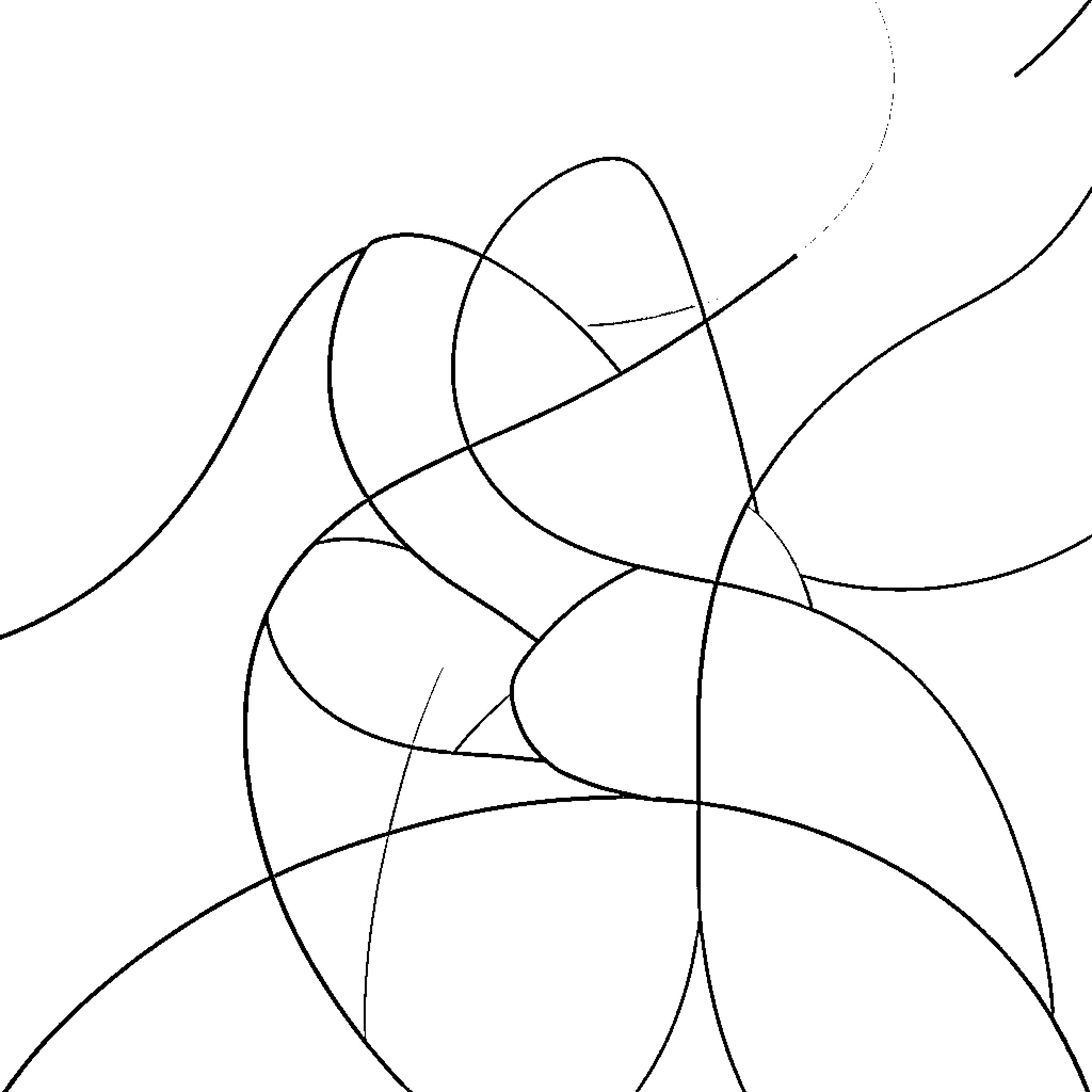 Shape Composition of Interweaving Curves Coloring Page (free black-and-white line drawing printable PDF for all, from beginners to advanced learners, including children, teens, adults, and seniors)