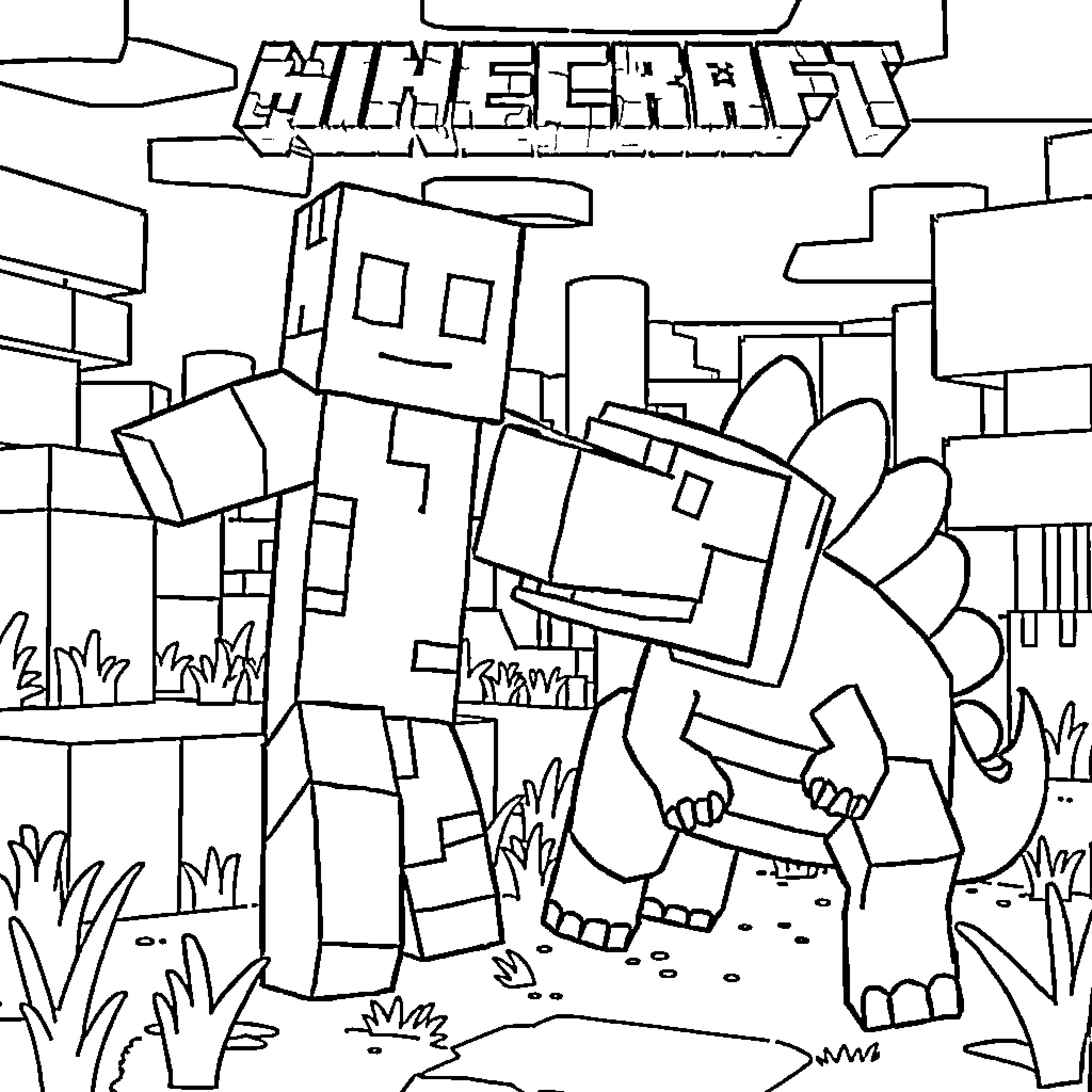 Enderman exploring the Minecraft world Coloring Page (free black-and-white line drawing printable PDF for all, from beginners to advanced learners, including children, teens, adults, and seniors)