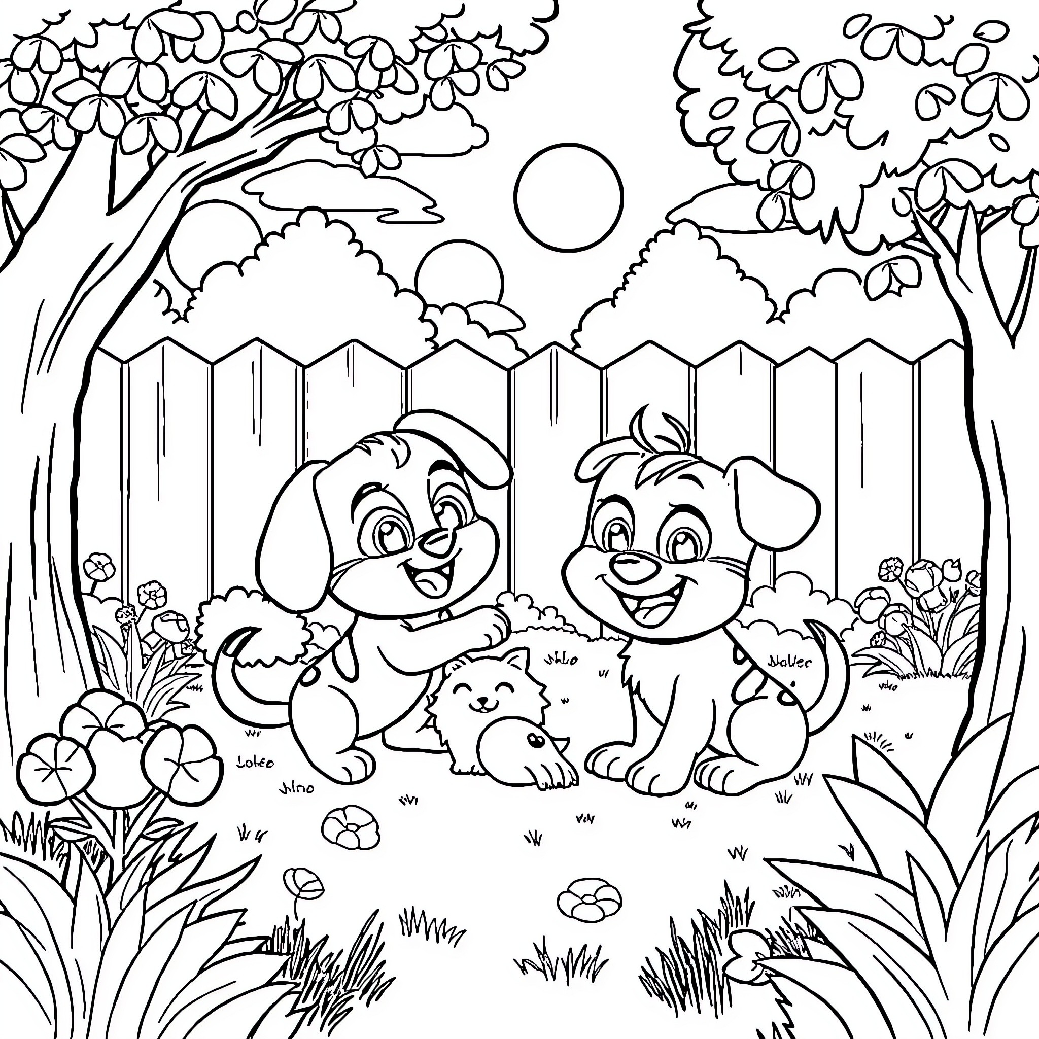 Wonder Pets playing in the nature outdoors Coloring Page (free black-and-white line drawing printable PDF for all, from beginners to advanced learners, including children, teens, adults, and seniors)