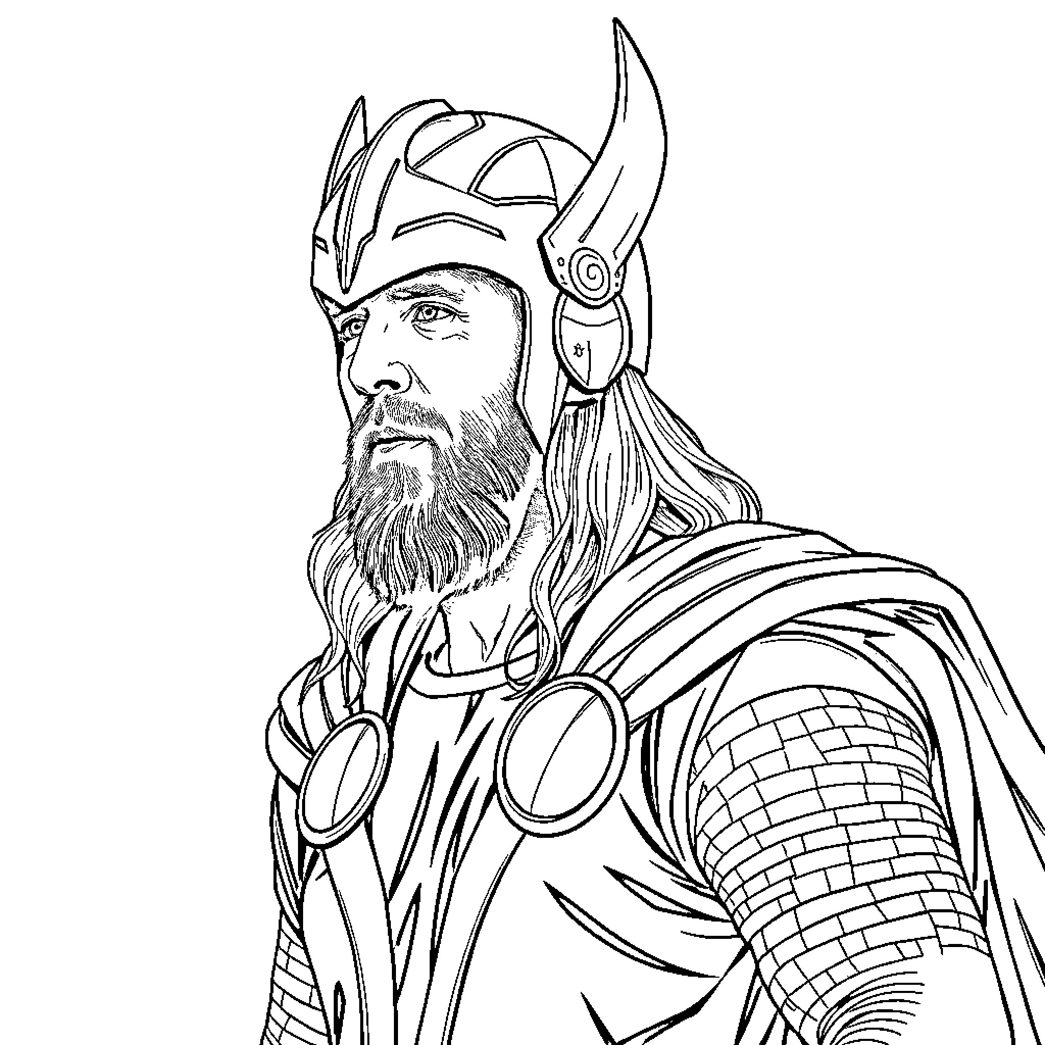 Messi in Viking warrior attire Coloring Page (free black-and-white line drawing printable PDF for all, from beginners to advanced learners, including children, teens, adults, and seniors)