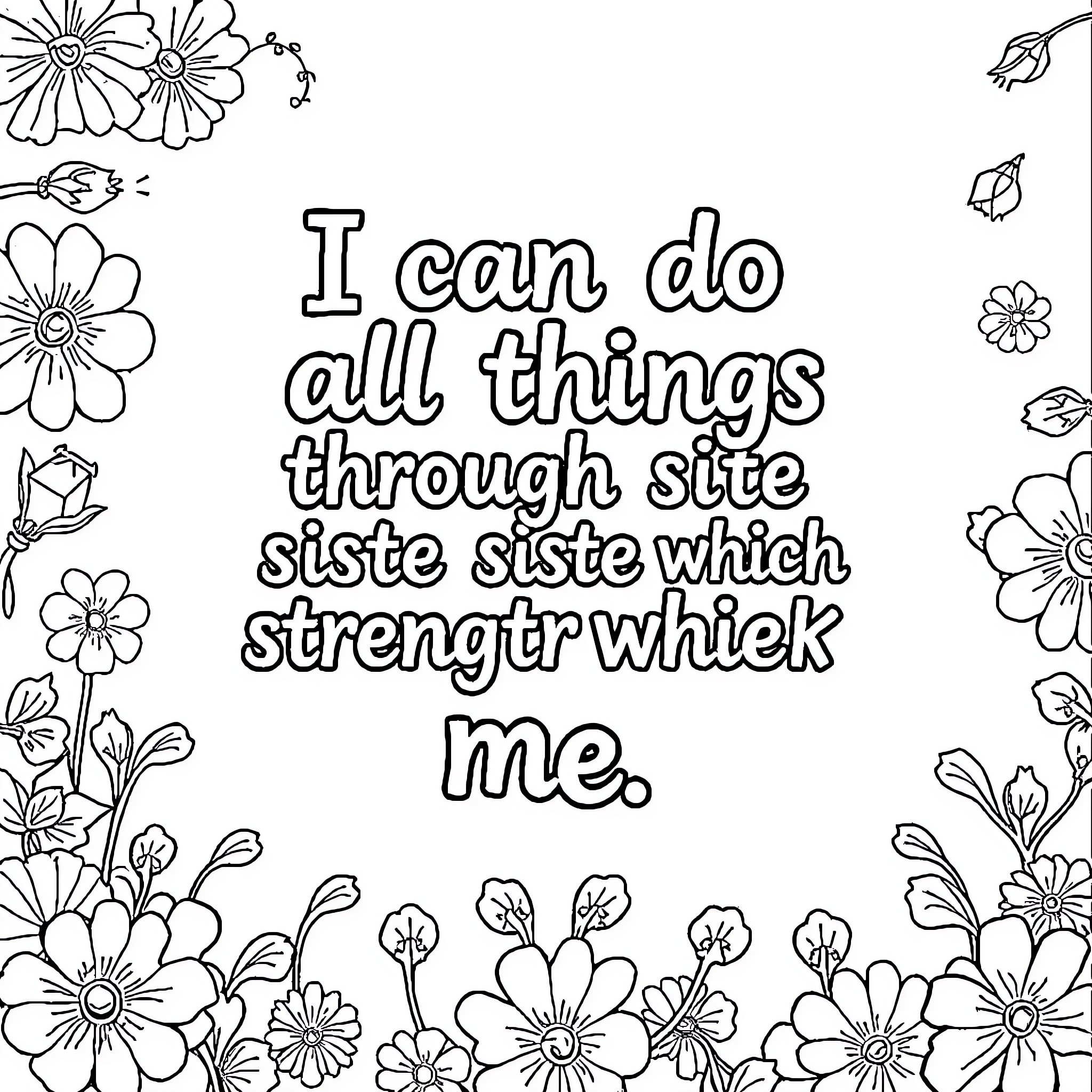 Quote: Person expressing ability to overcome challenges Coloring Page (free black-and-white line drawing printable PDF for all, from beginners to advanced learners, including children, teens, adults, and seniors)