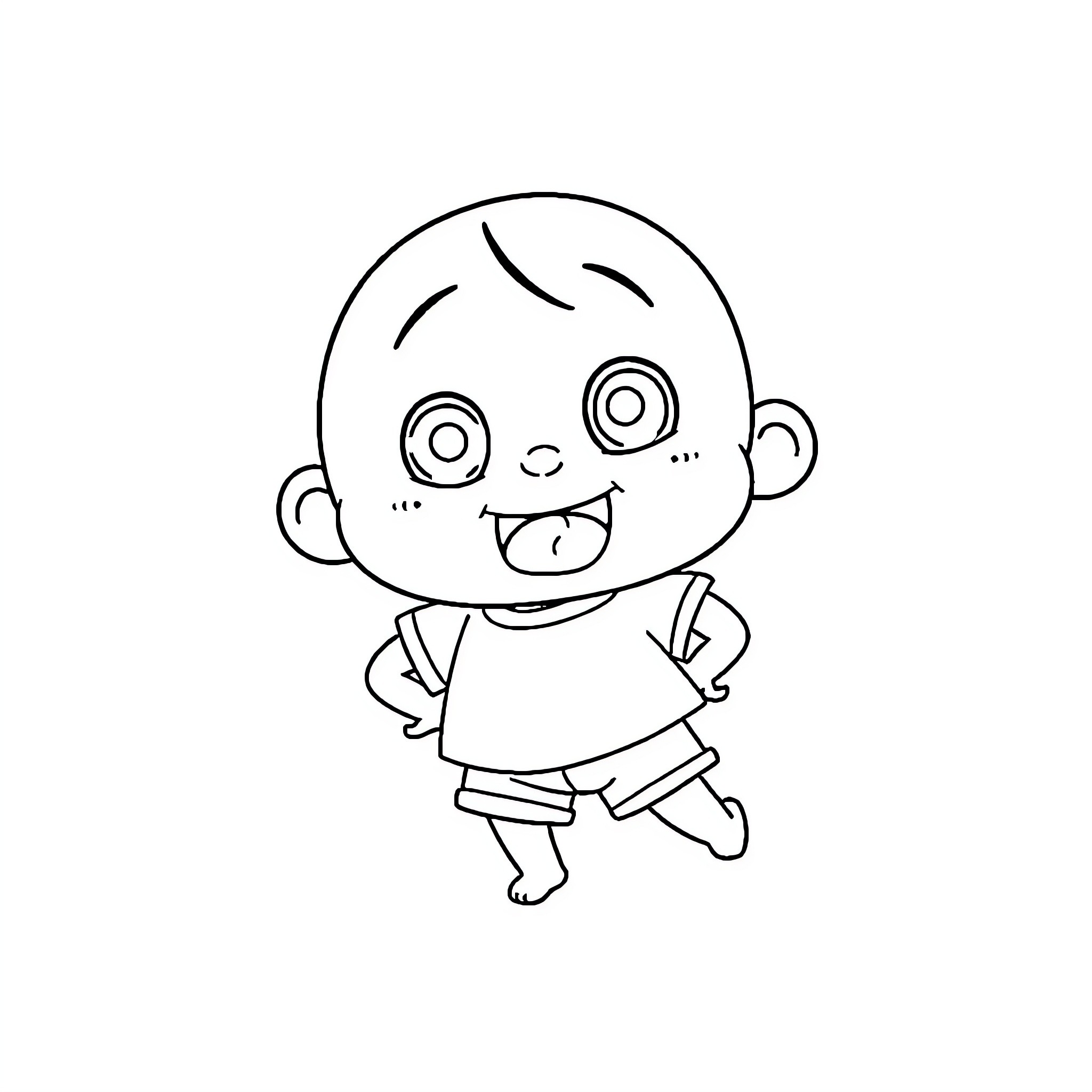 Shinchan happily dancing and expressing joy Coloring Page (free black-and-white line drawing printable PDF for all, from beginners to advanced learners, including children, teens, adults, and seniors)