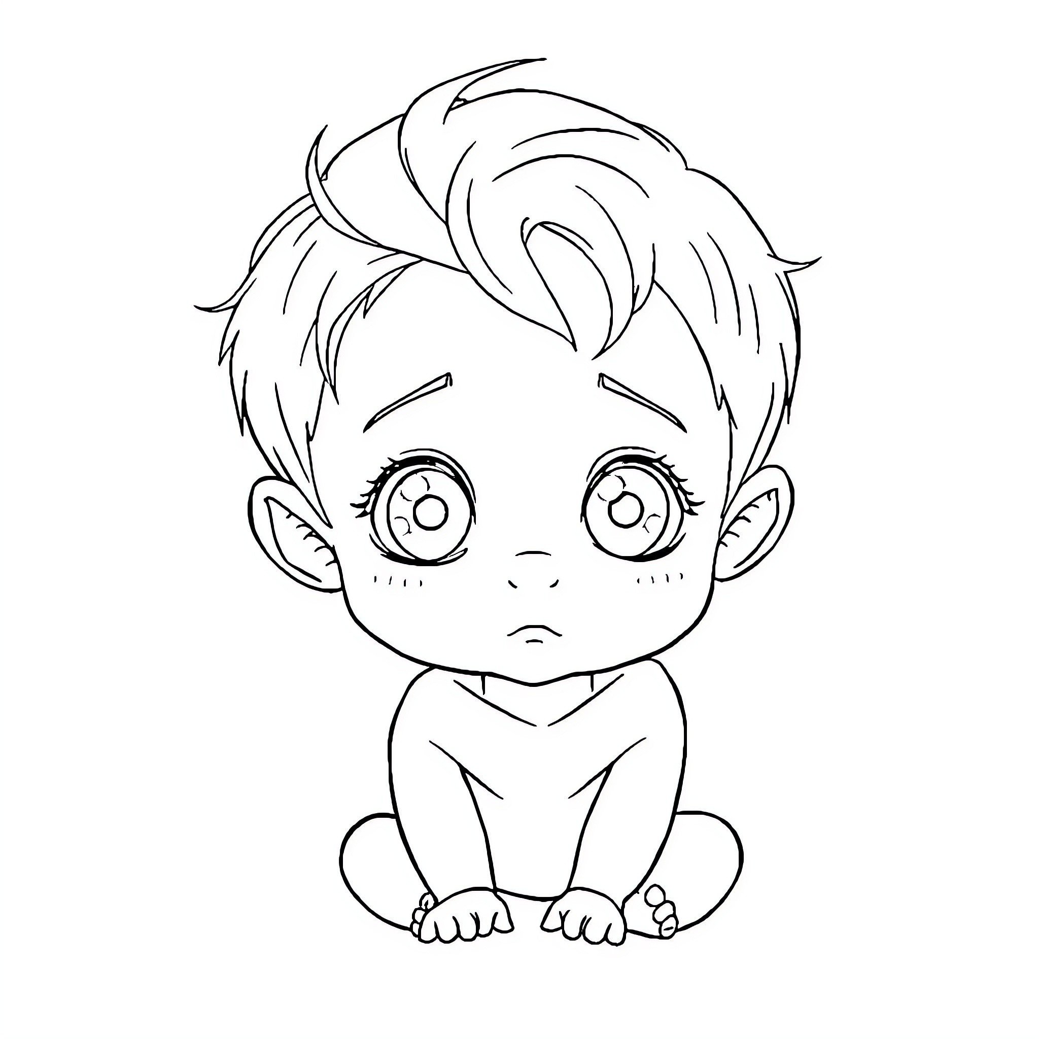 Draco Malfoy depicted as a distressed chibi character Coloring Page (free black-and-white line drawing printable PDF for all, from beginners to advanced learners, including children, teens, adults, and seniors)