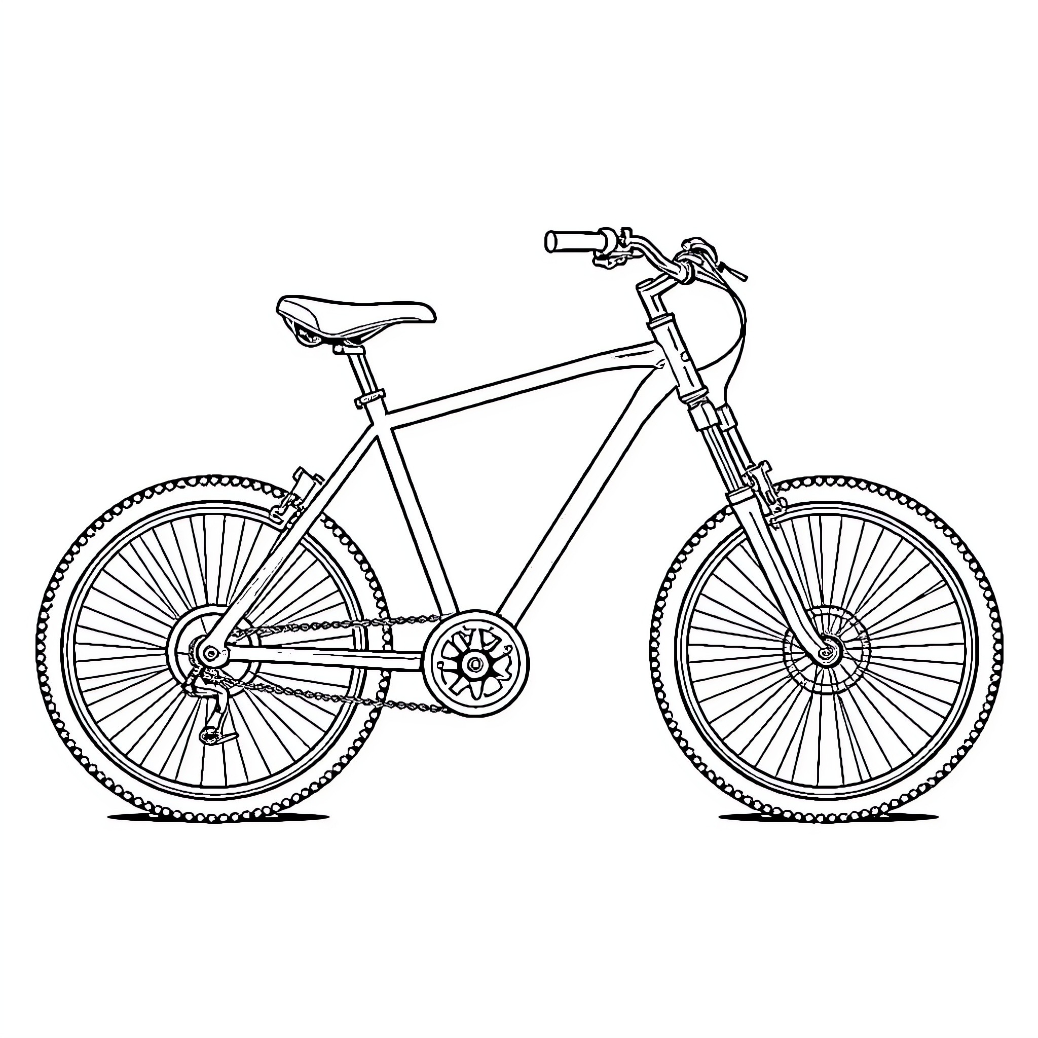 Bike with disc brakes and gear shift Coloring Page (free black-and-white line drawing printable PDF for all, from beginners to advanced learners, including children, teens, adults, and seniors)