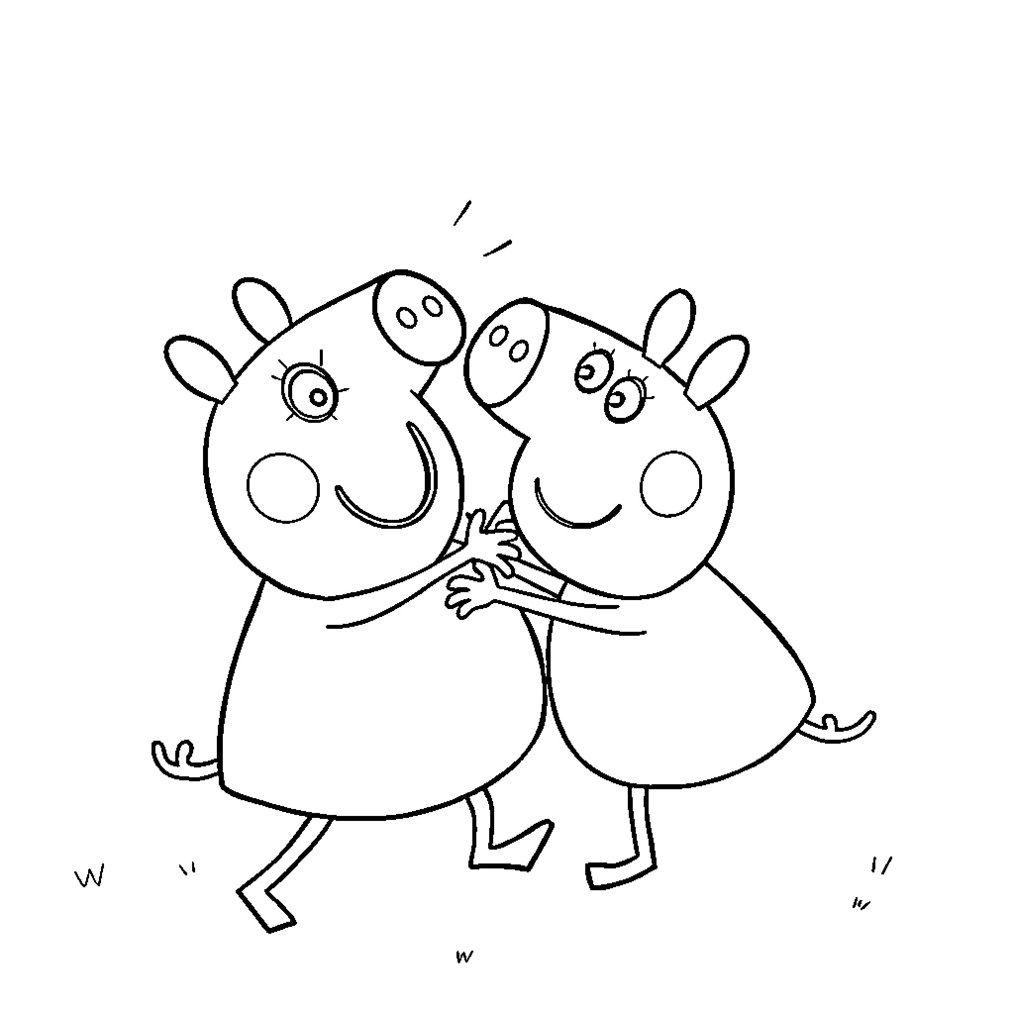 Bluey and siblings playing together Coloring Page (free black-and-white line drawing printable PDF for all, from beginners to advanced learners, including children, teens, adults, and seniors)