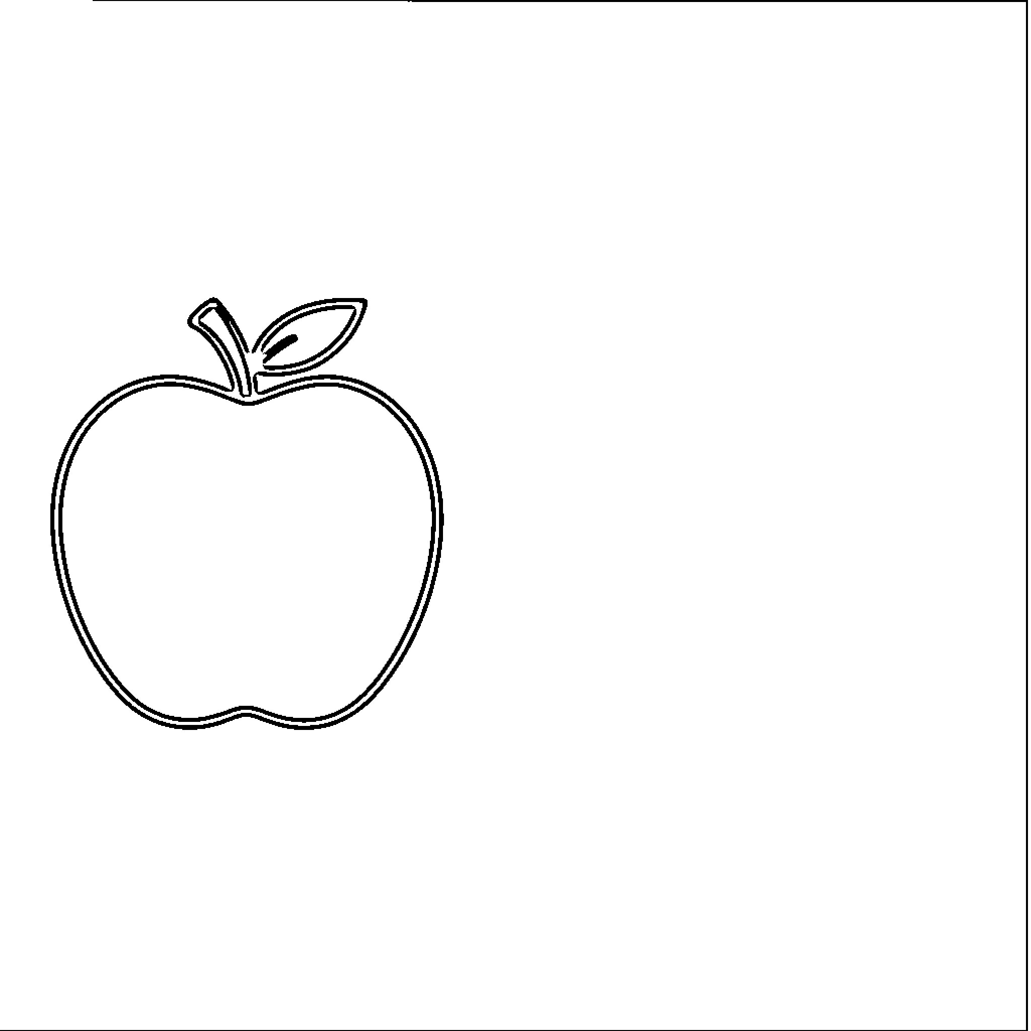 Apple outline sitting in a blank space Coloring Page (free black-and-white line drawing printable PDF for all, from beginners to advanced learners, including children, teens, adults, and seniors)
