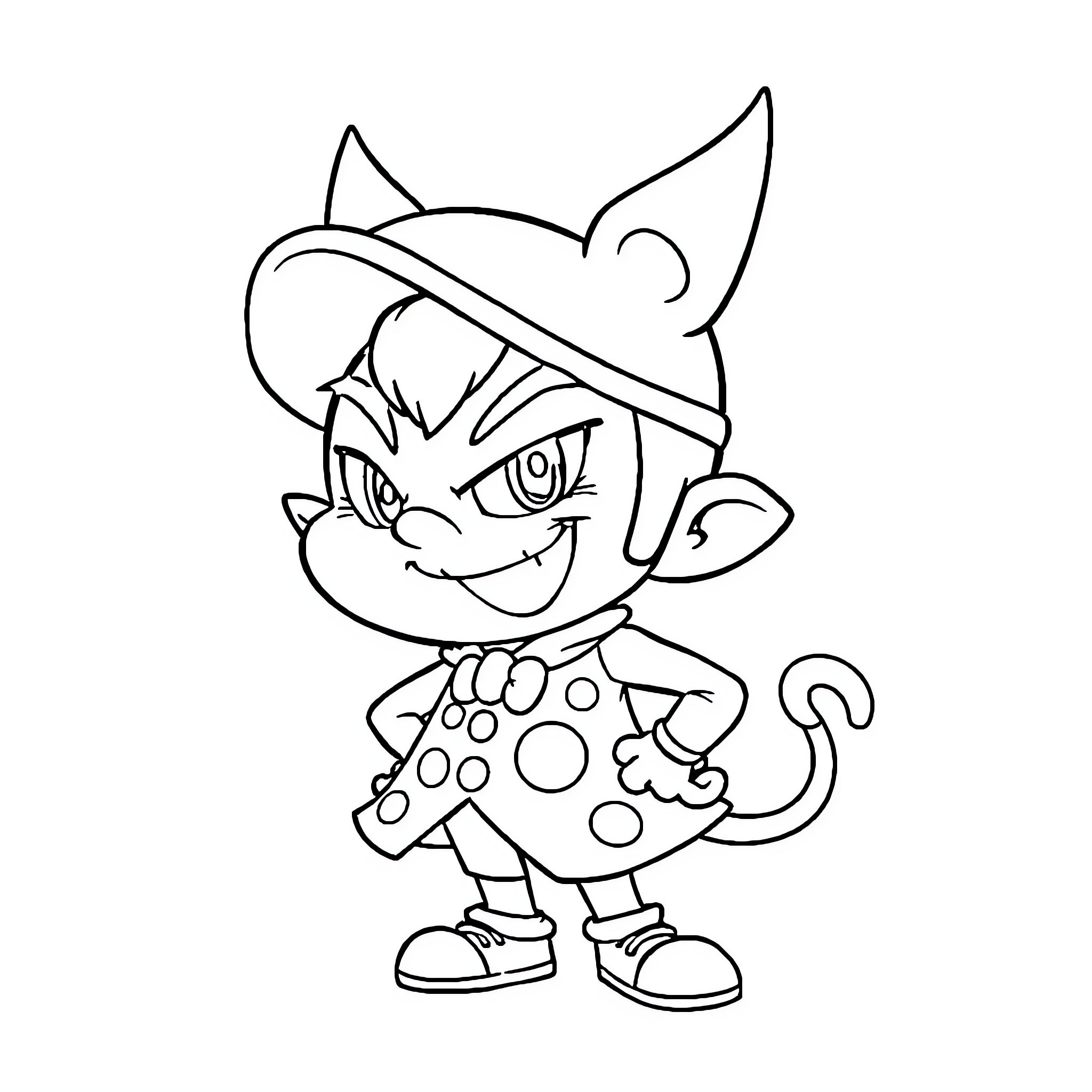 Kokichi Oma in Playful Pose Coloring Page (free black-and-white line drawing printable PDF for all, from beginners to advanced learners, including children, teens, adults, and seniors)