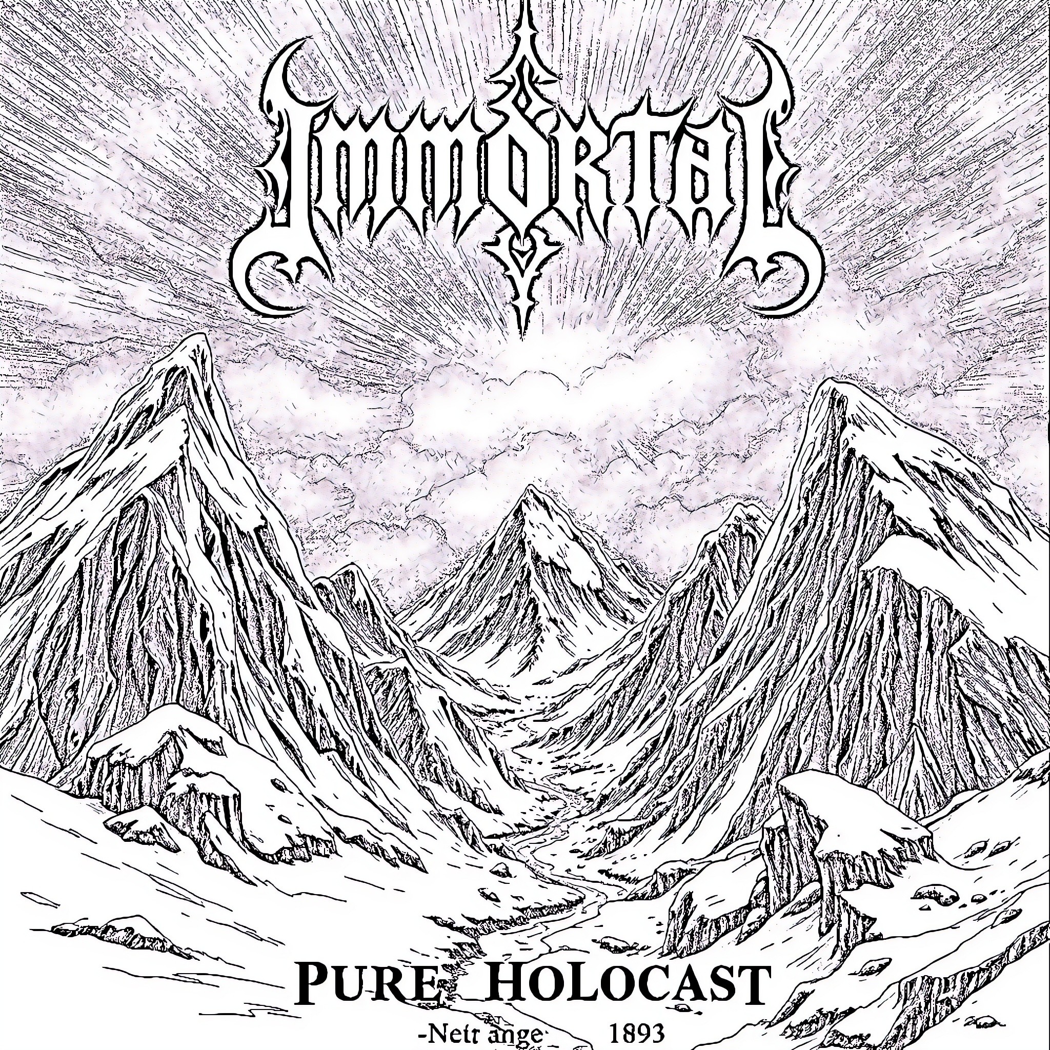 Immortal Ritual in the Mystic Mountains Coloring Page (free black-and-white line drawing printable PDF for all, from beginners to advanced learners, including children, teens, adults, and seniors)