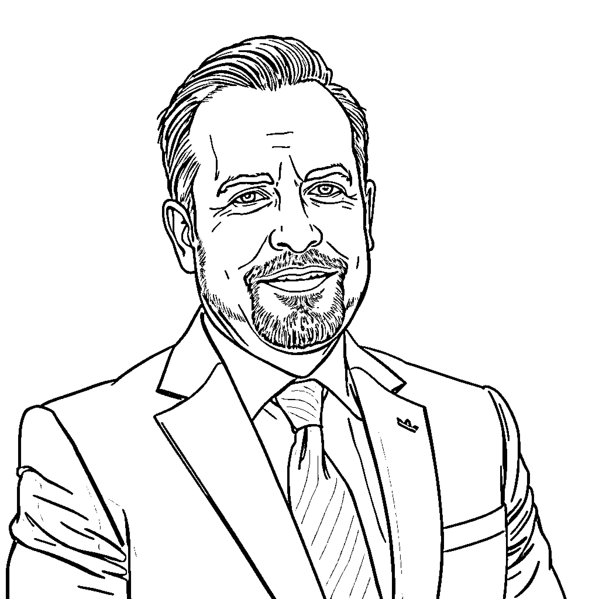 José Manuel Prieto in professional attire with a stern expression Coloring Page (free black-and-white line drawing printable PDF for all, from beginners to advanced learners, including children, teens, adults, and seniors)