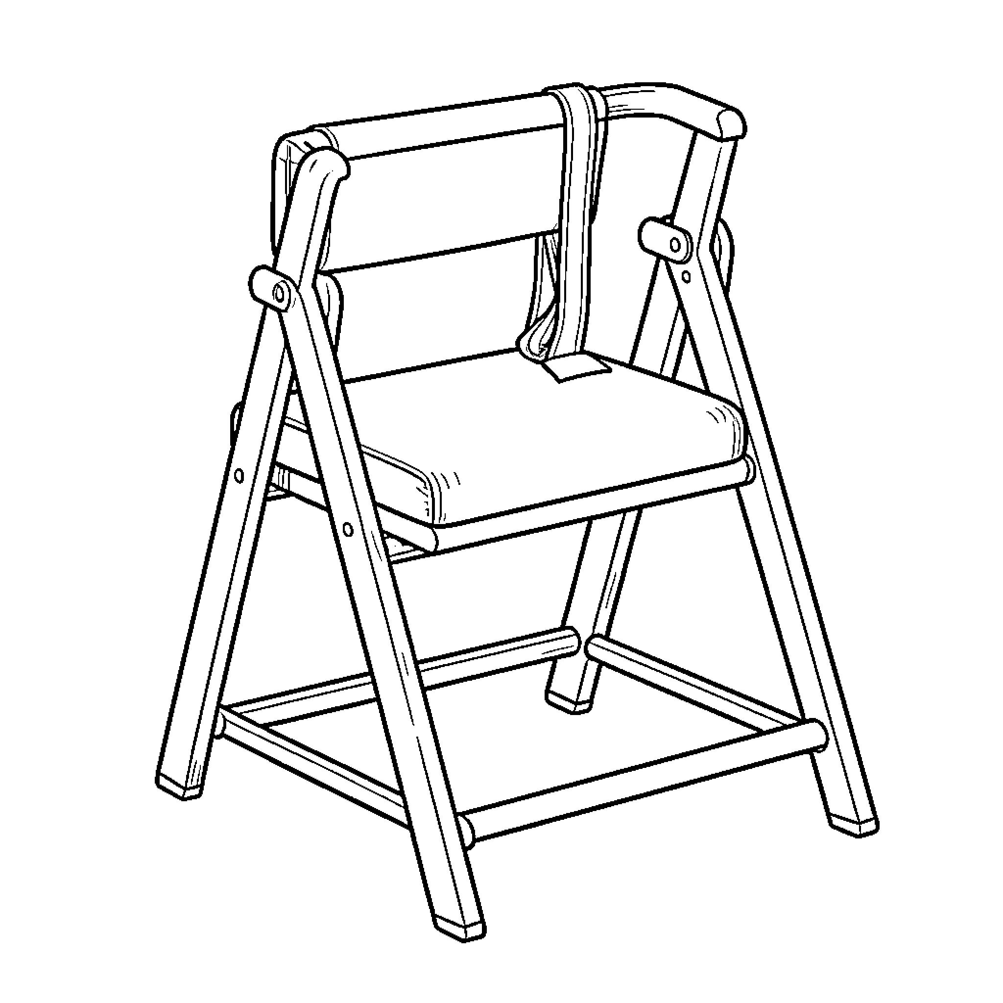 Judo theme featuring a simple folding chair Coloring Page (free black-and-white line drawing printable PDF for all, from beginners to advanced learners, including children, teens, adults, and seniors)