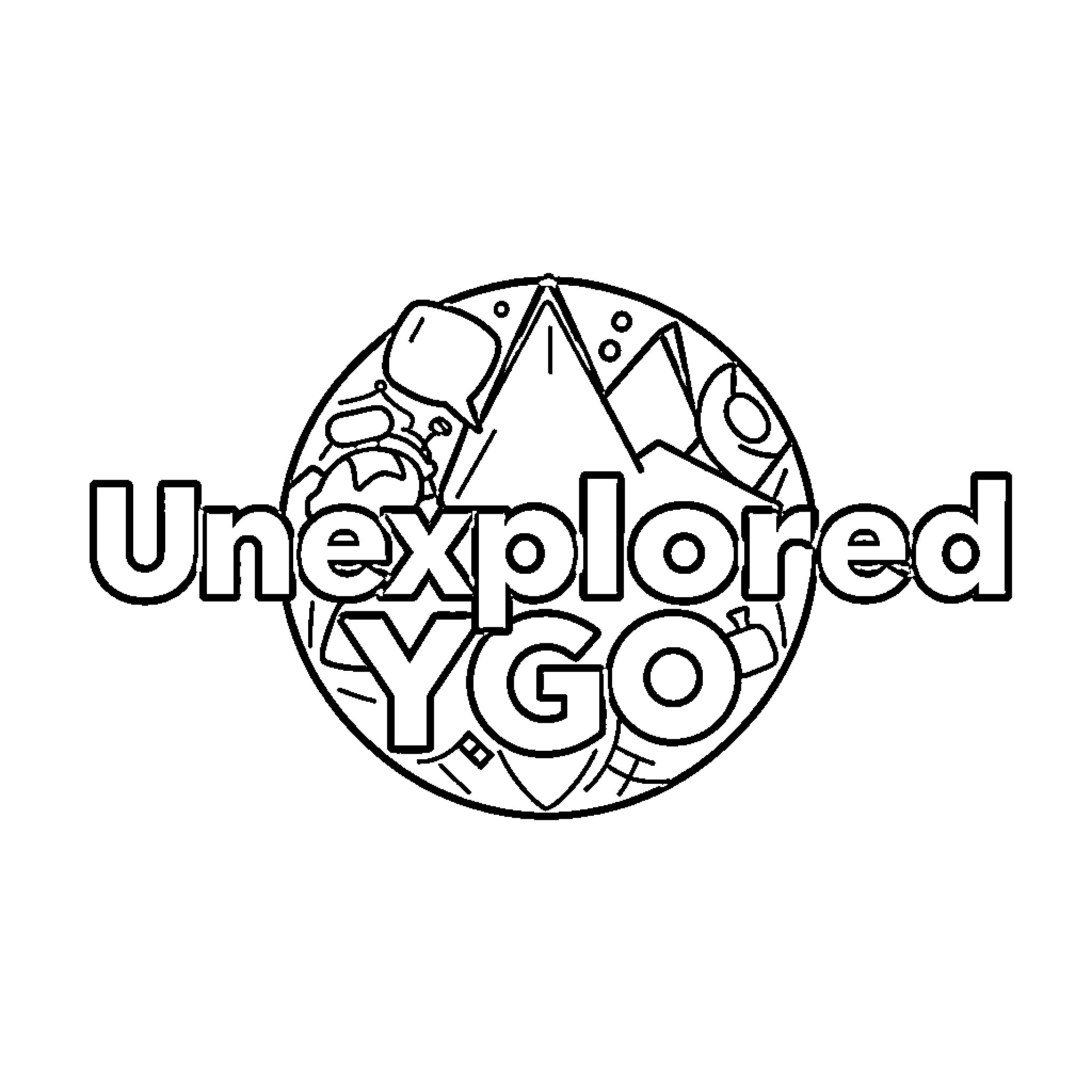 Logo for Unexplored Adventure Coloring Page (free black-and-white line drawing printable PDF for all, from beginners to advanced learners, including children, teens, adults, and seniors)
