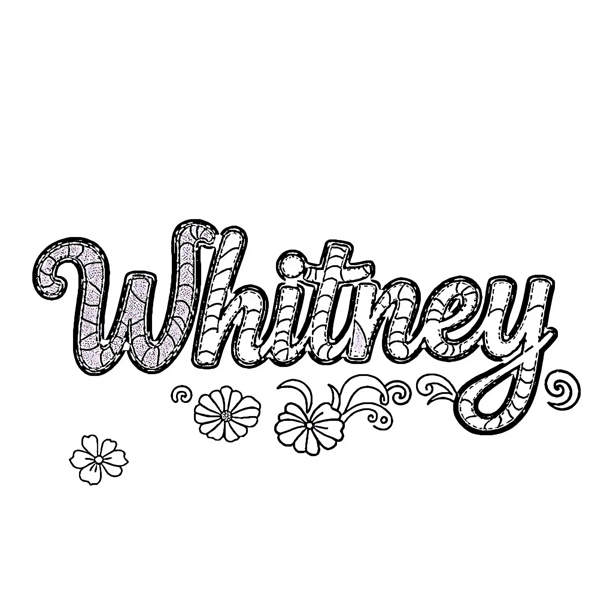Stitch whimsical doodle with flowers Coloring Page (free black-and-white line drawing printable PDF for all, from beginners to advanced learners, including children, teens, adults, and seniors)
