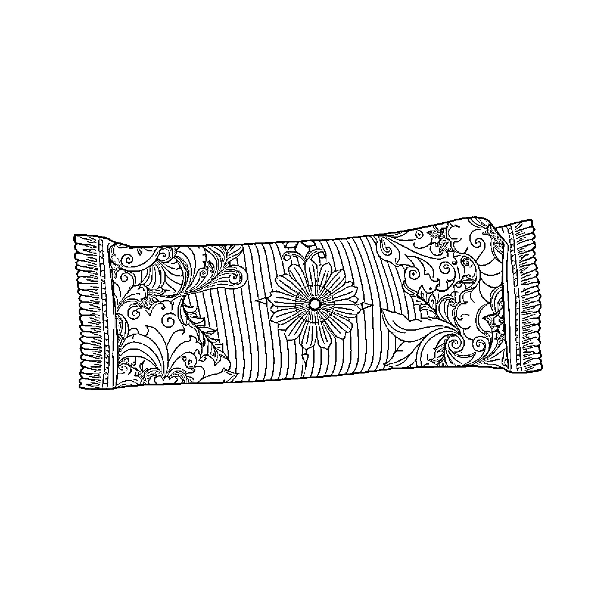 Chocolate Bar with Floral Patterns Coloring Page (free black-and-white line drawing printable PDF for all, from beginners to advanced learners, including children, teens, adults, and seniors)