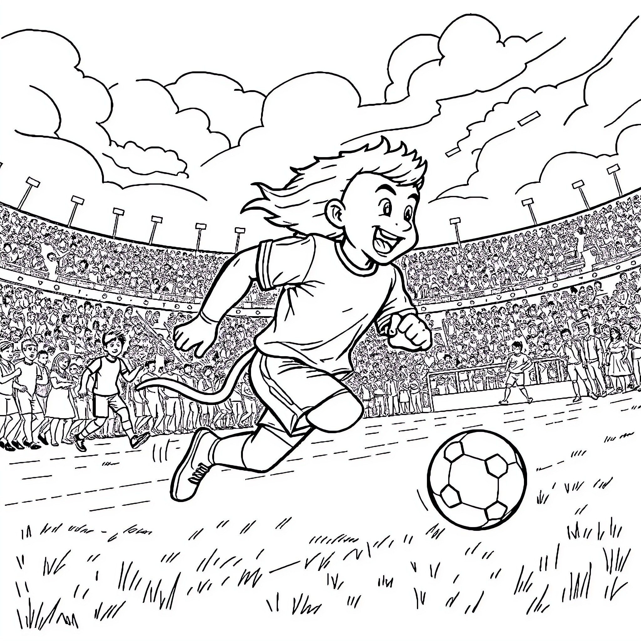 Toro Player Celebrating Victory on the Field Coloring Page (free black-and-white line drawing printable PDF for all, from beginners to advanced learners, including children, teens, adults, and seniors)