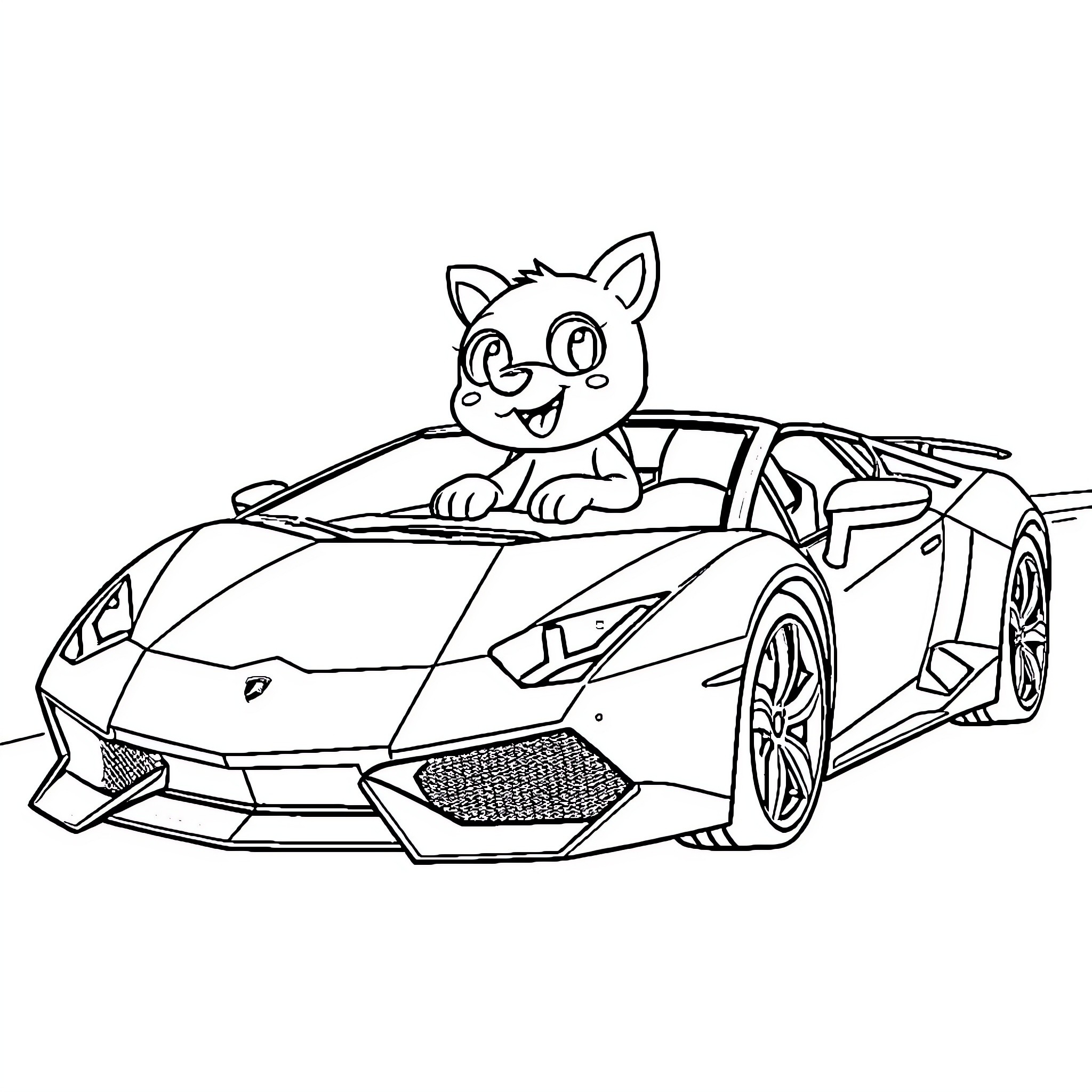 Bluey's Luxury Sports Car Adventure Coloring Page (free black-and-white line drawing printable PDF for all, from beginners to advanced learners, including children, teens, adults, and seniors)
