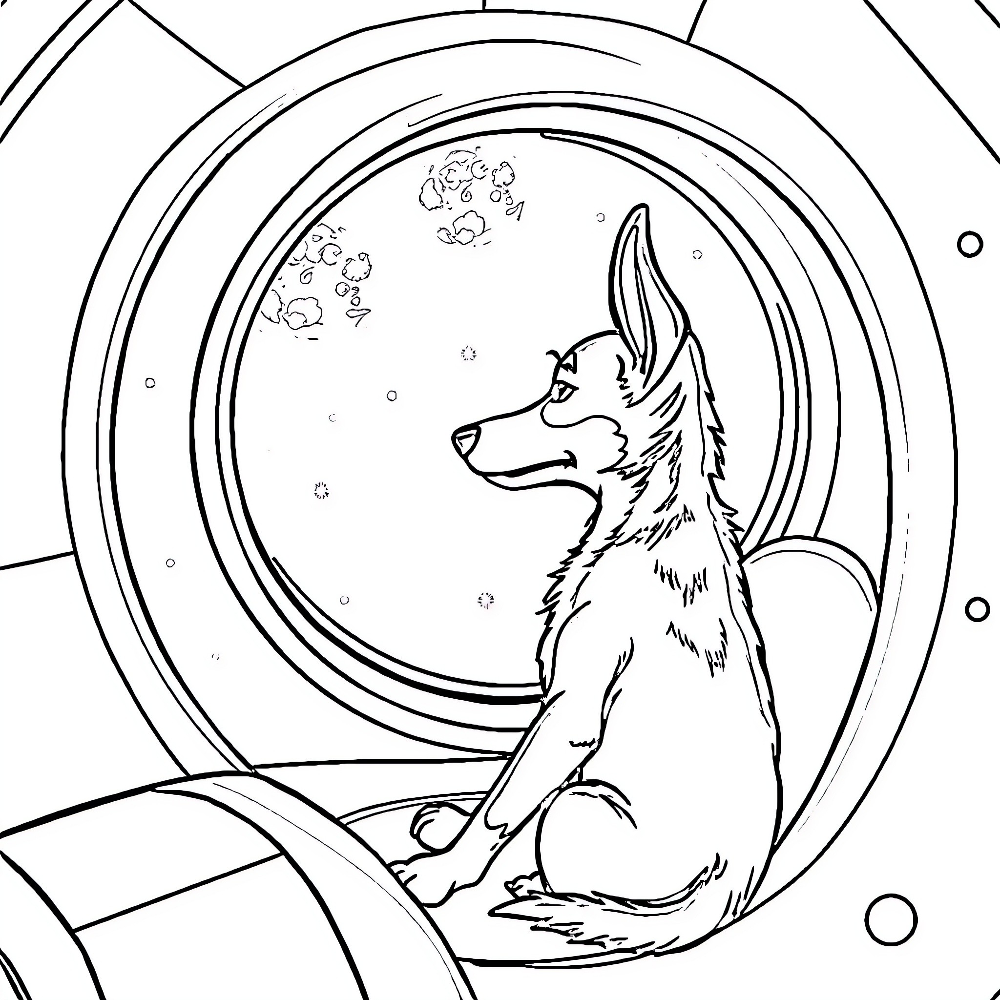 Bluey exploring the underwater world Coloring Page (free black-and-white line drawing printable PDF for all, from beginners to advanced learners, including children, teens, adults, and seniors)
